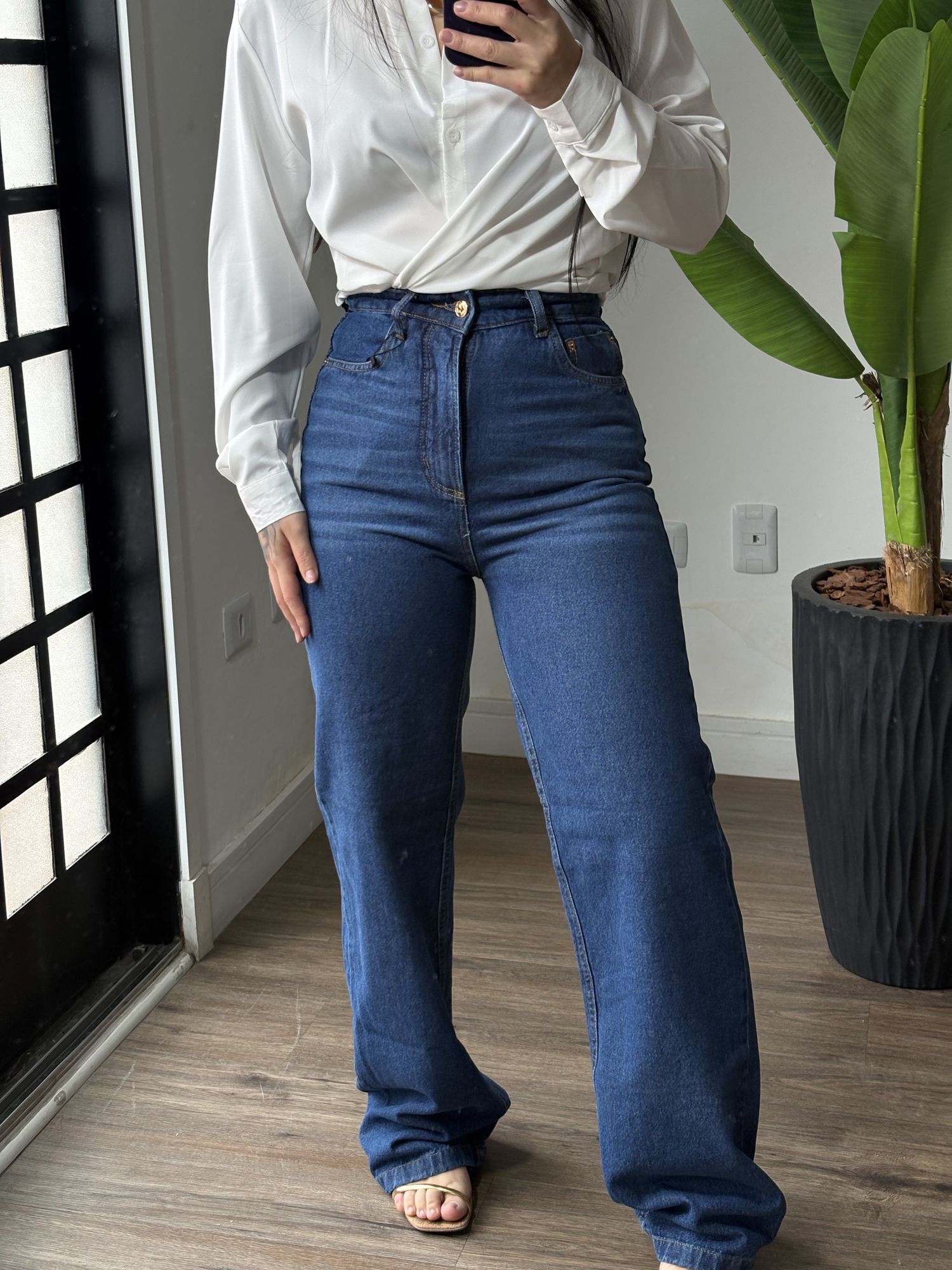 Calça wide leg 150- Lavagem escura