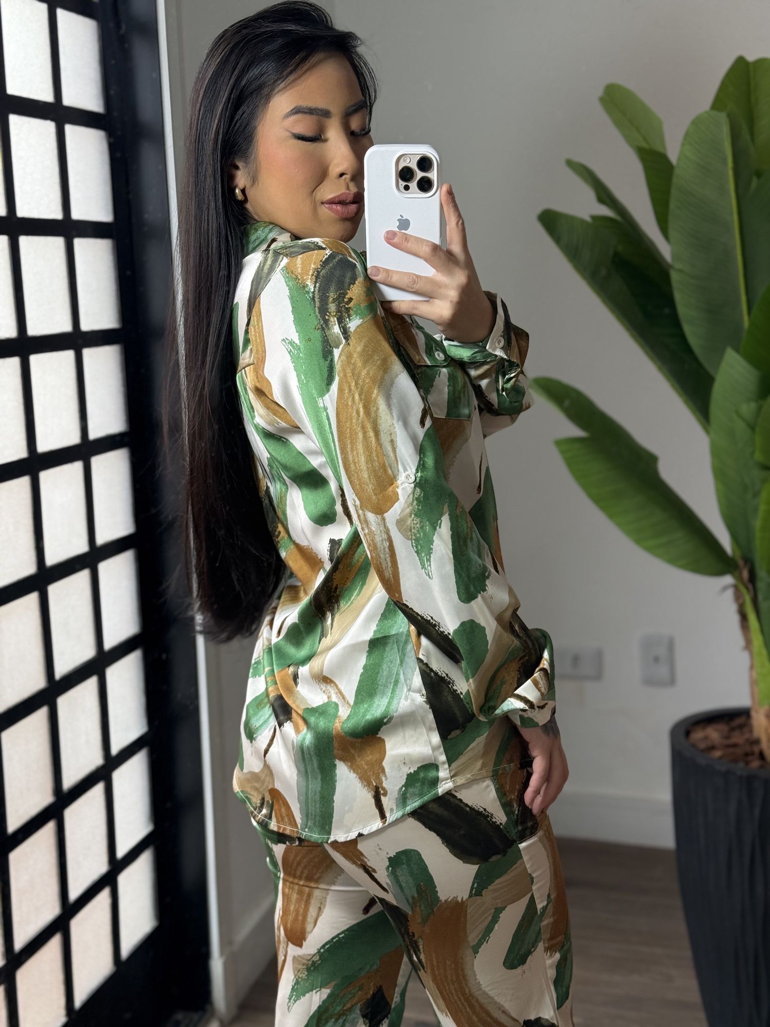 Conjunto Estampado Acetinado - 2259 - Verde 