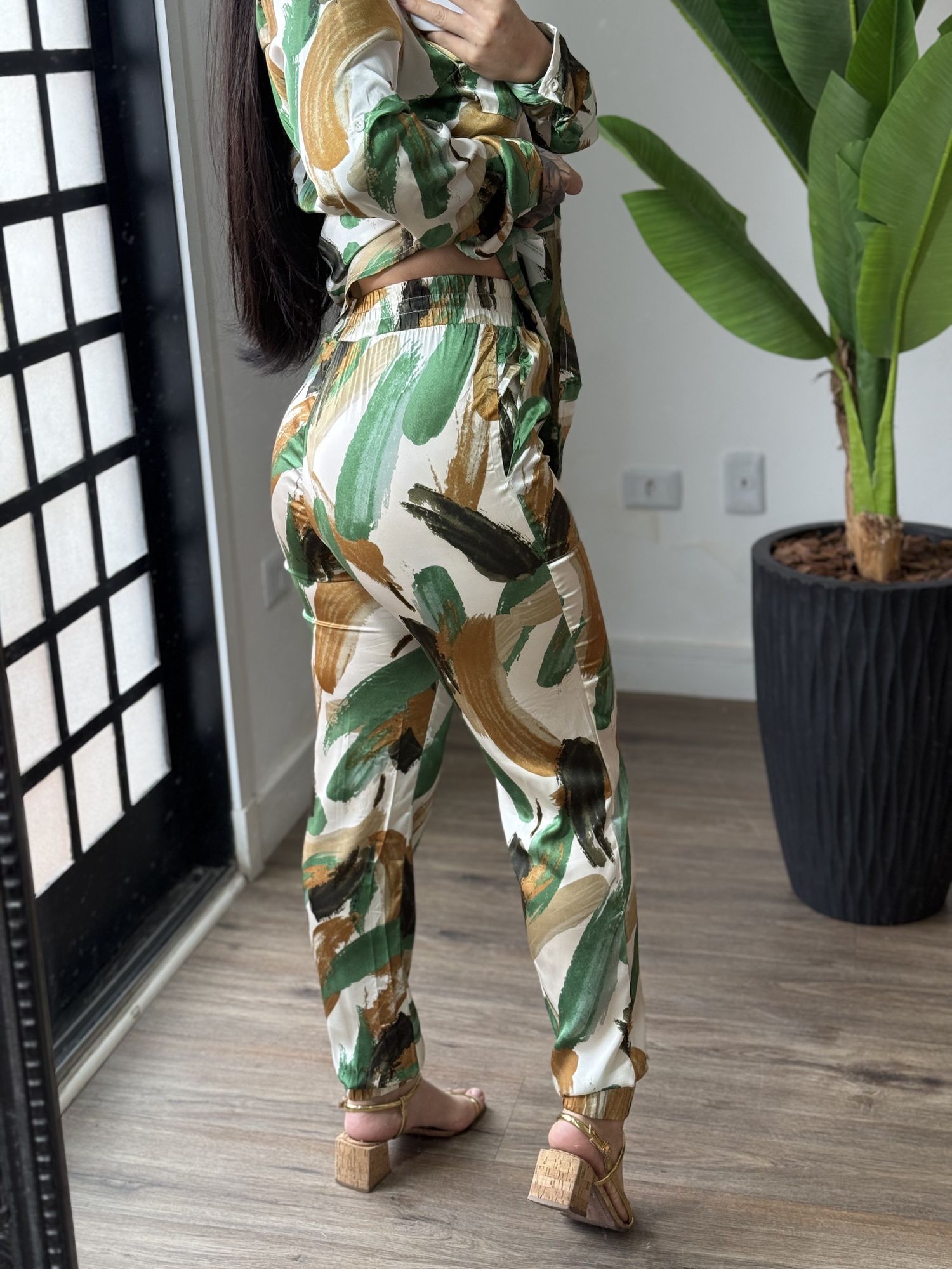 Conjunto Estampado Acetinado - 2259 - Verde 