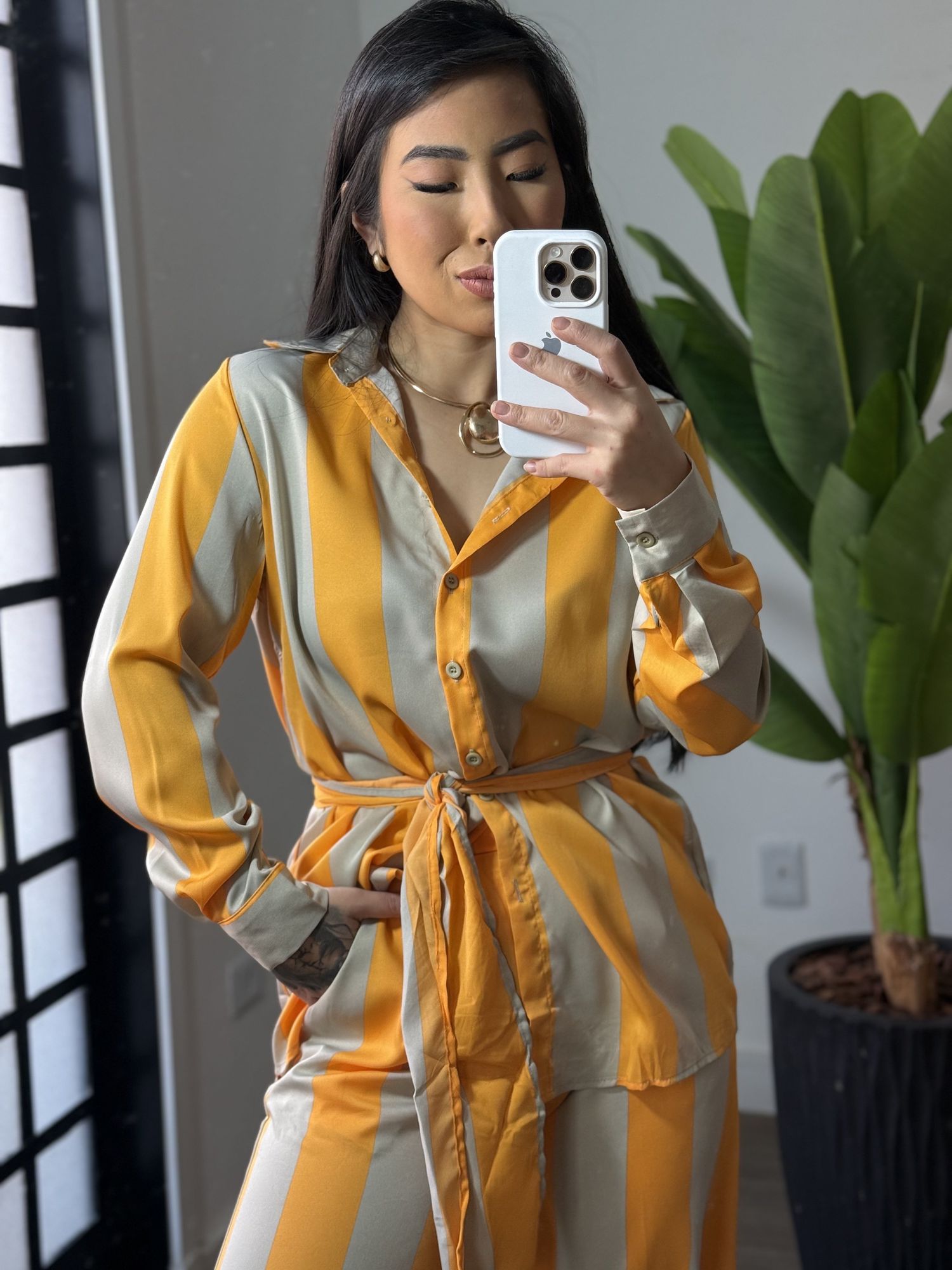 Conjunto Listrado 2353 - Laranja