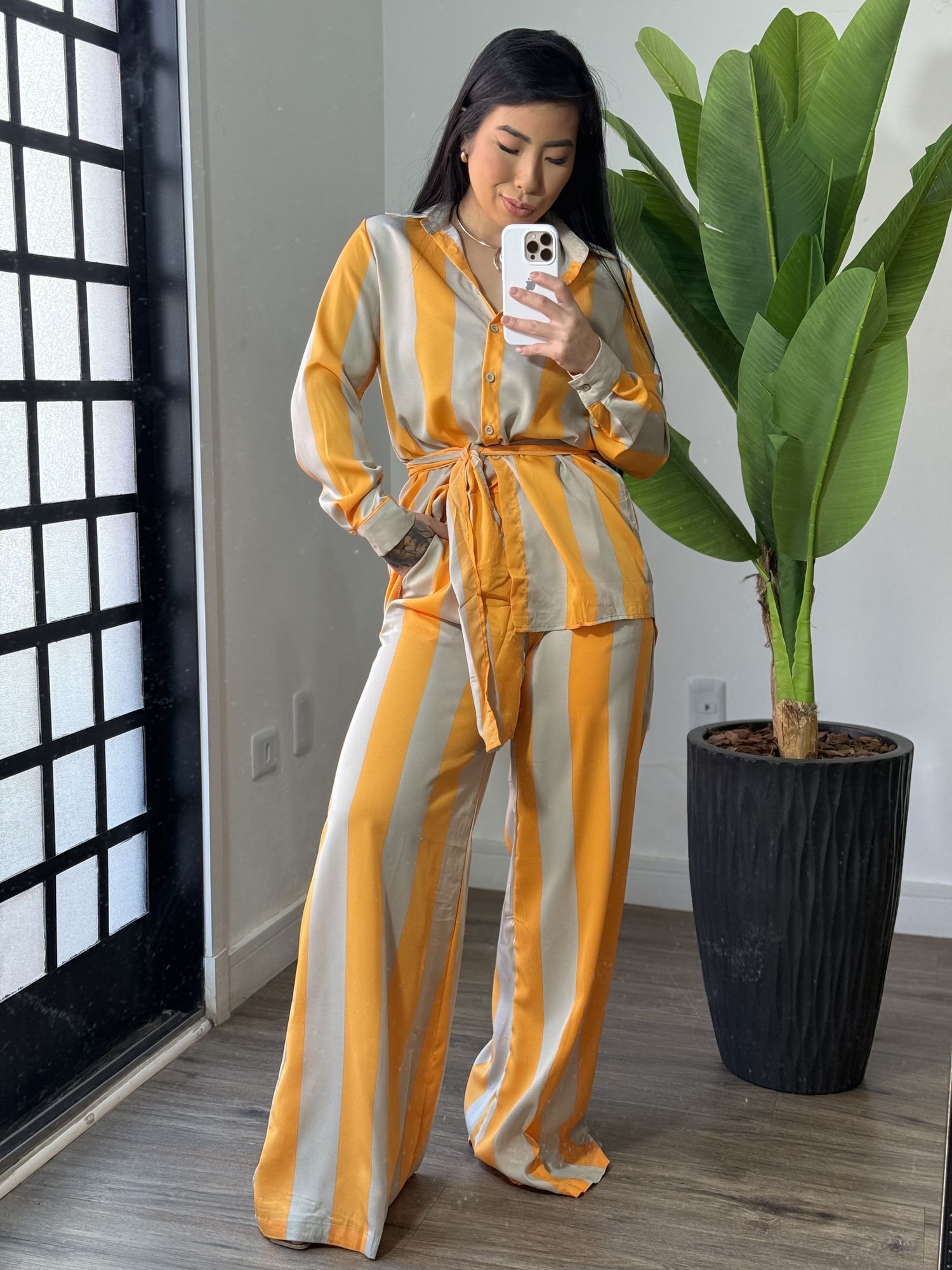 Conjunto Listrado 2353 - Laranja