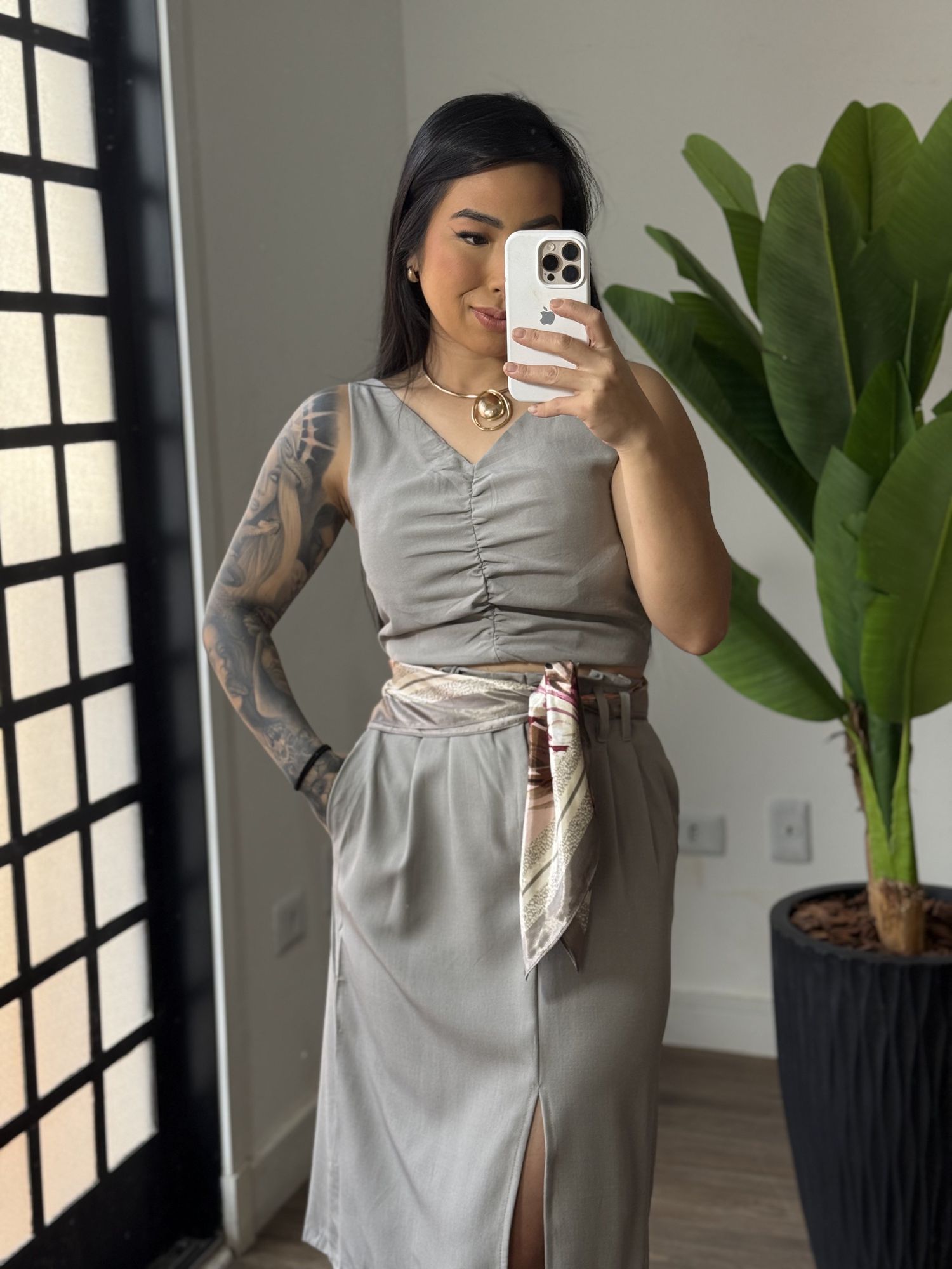 Conjunto saia Sabrina 2127 - Cinza 