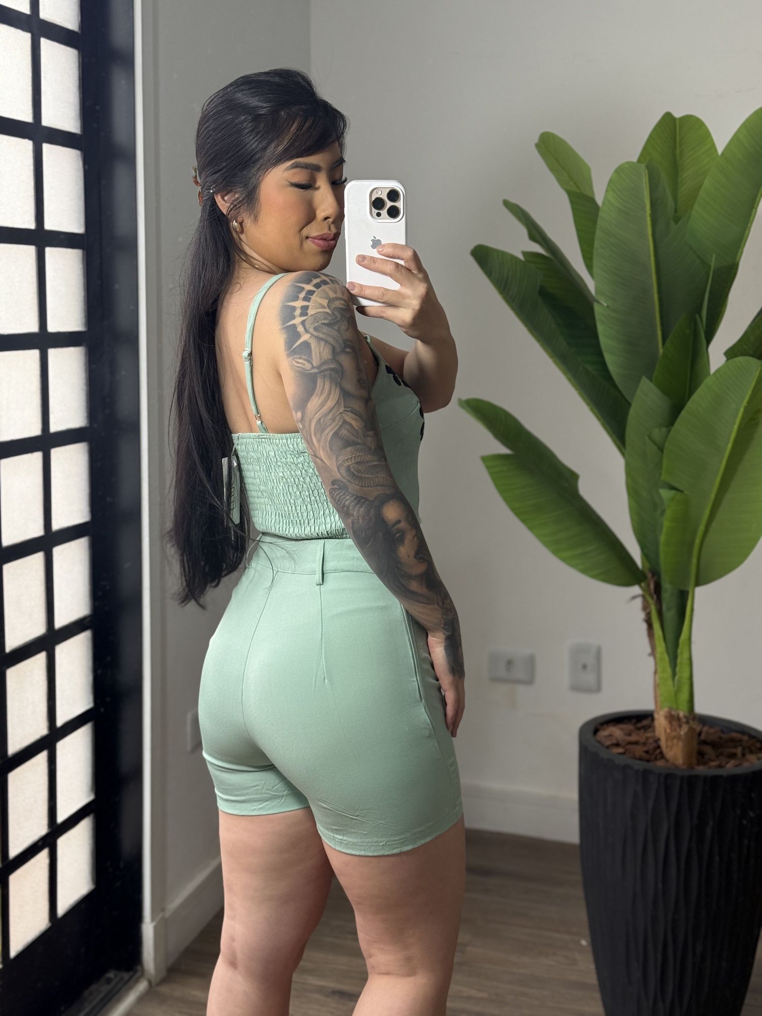 Conjunto shorts saia Cristina 2145 - verde 