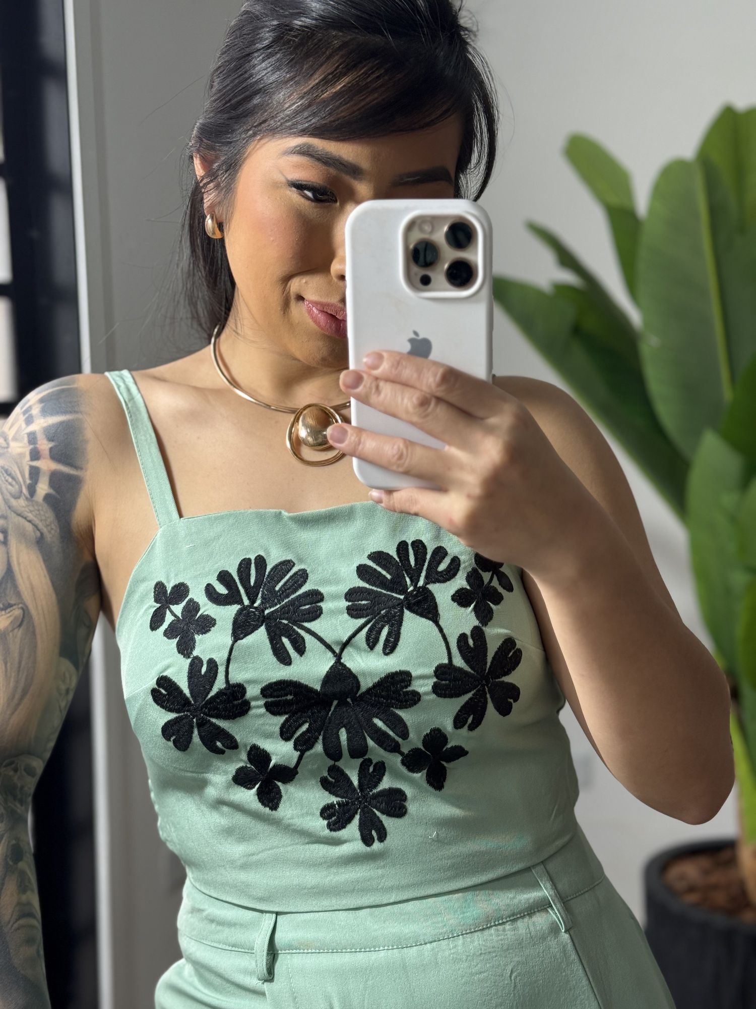 Conjunto shorts saia Cristina 2145 - verde 