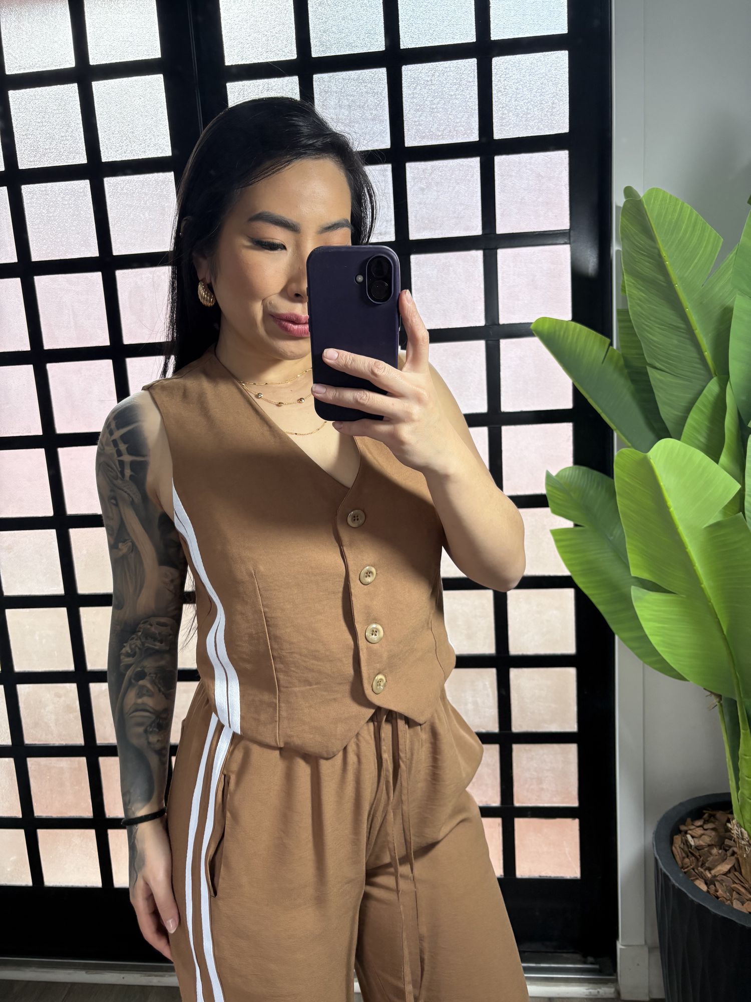 Conjunto duas listras Rosana 1500 - Marrom Claro 