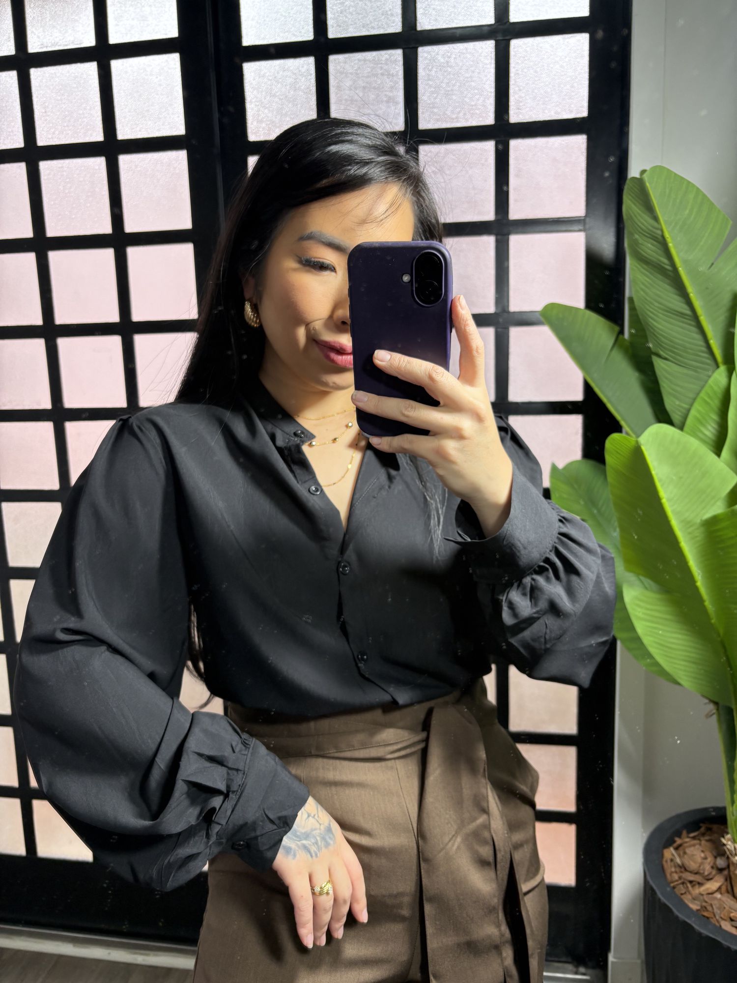 Camisa gola padre Bela 99202 - Preto