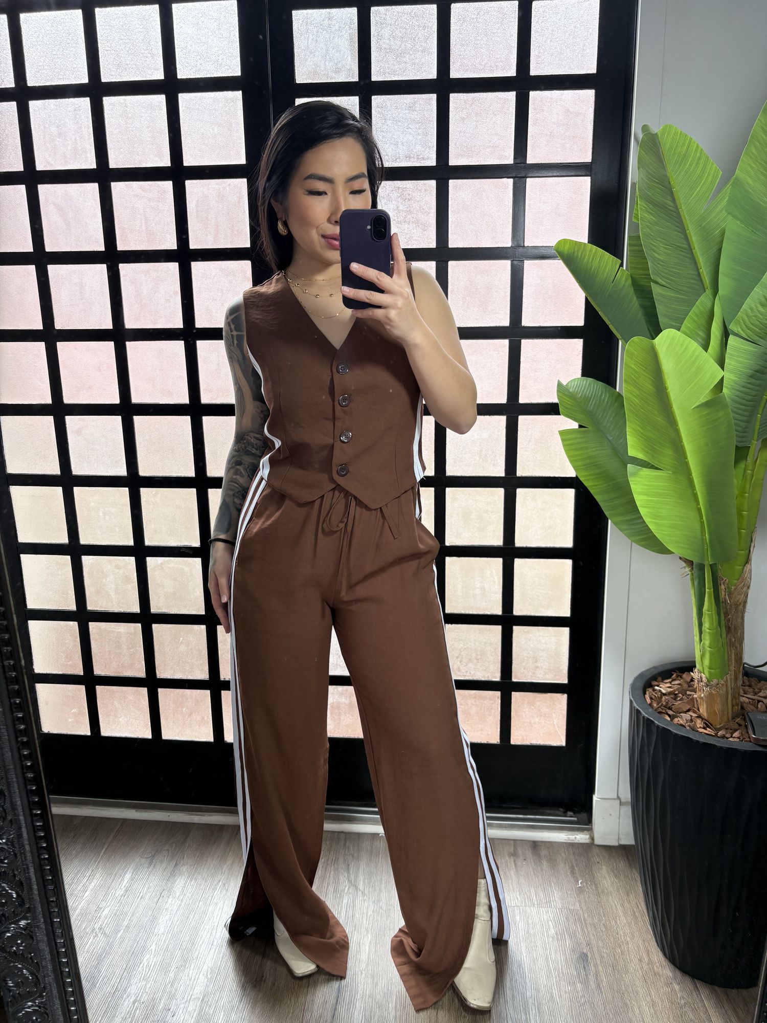 Conjunto duas listras Rosana 1500 - Marrom Escuro 
