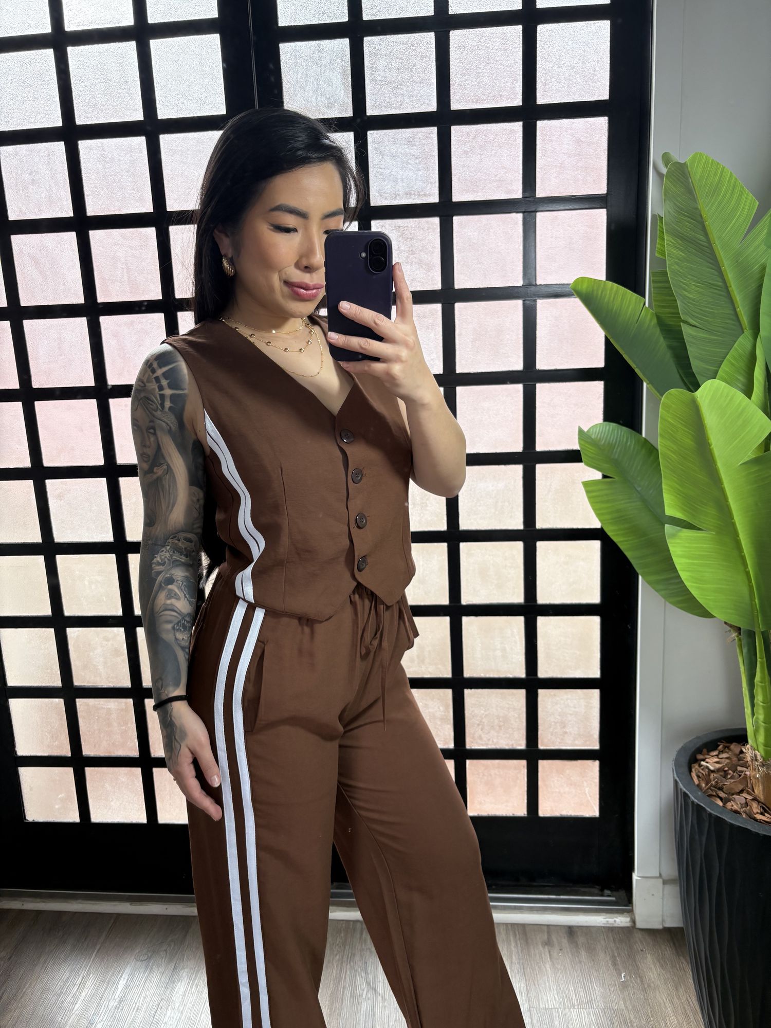Conjunto duas listras Rosana 1500 - Marrom Escuro 