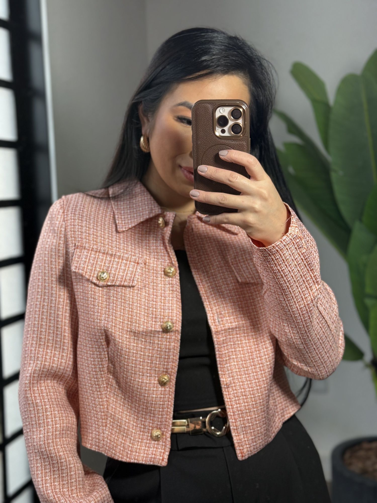 jaqueta tweed Angelina 822 - Laranja 
