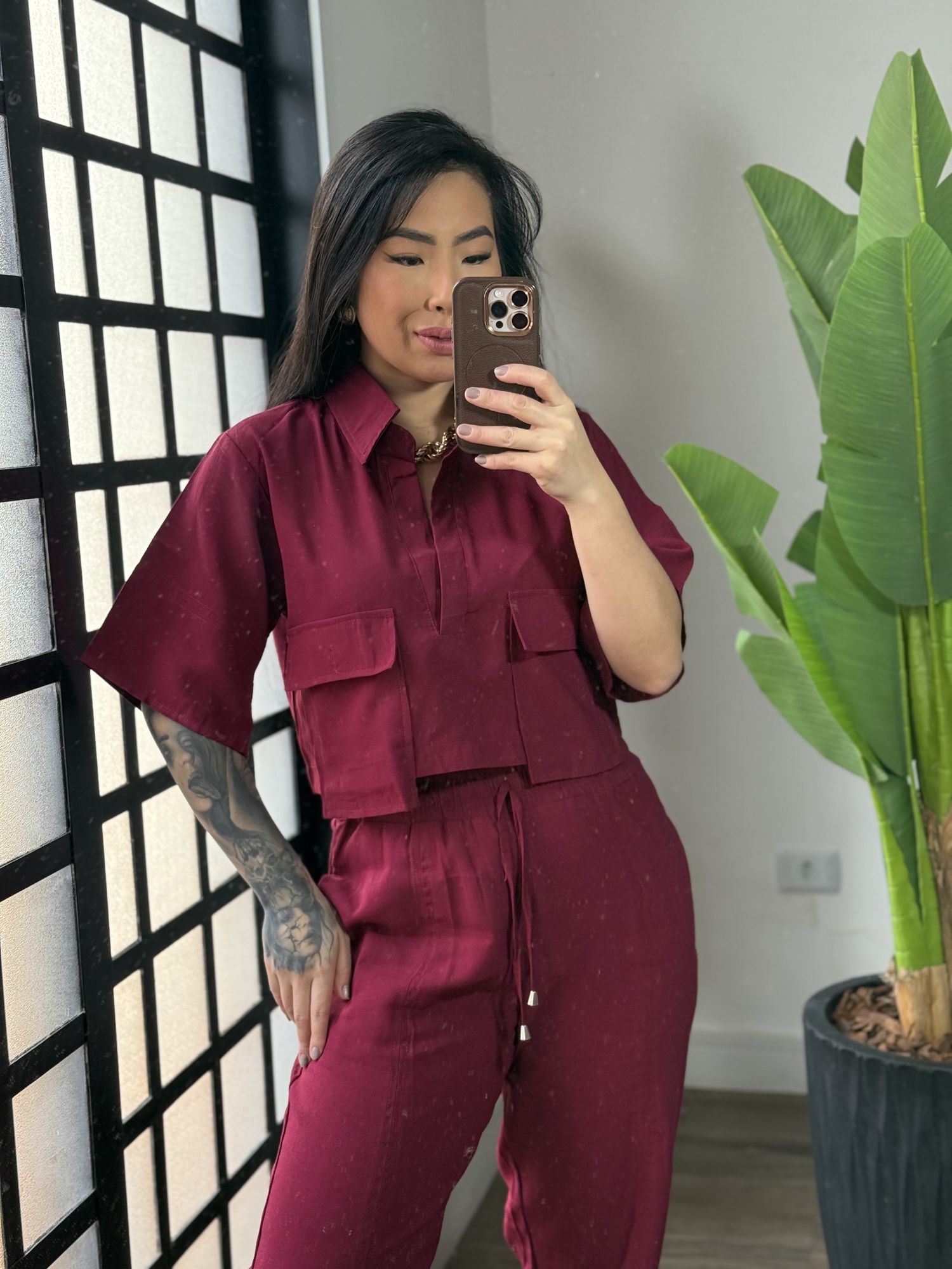 Conjunto Kyra - Vinho 