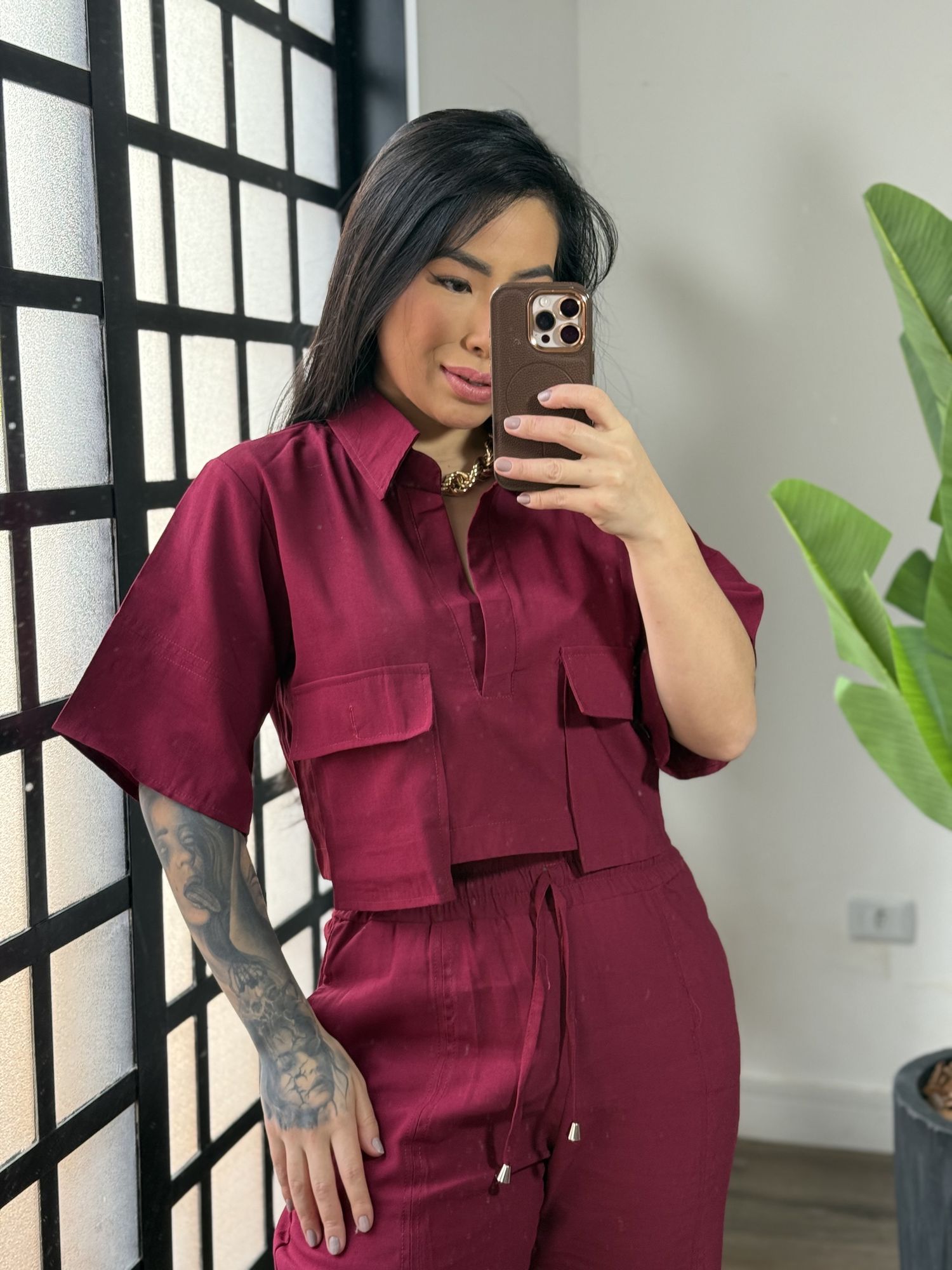 Conjunto Kyra - Vinho 