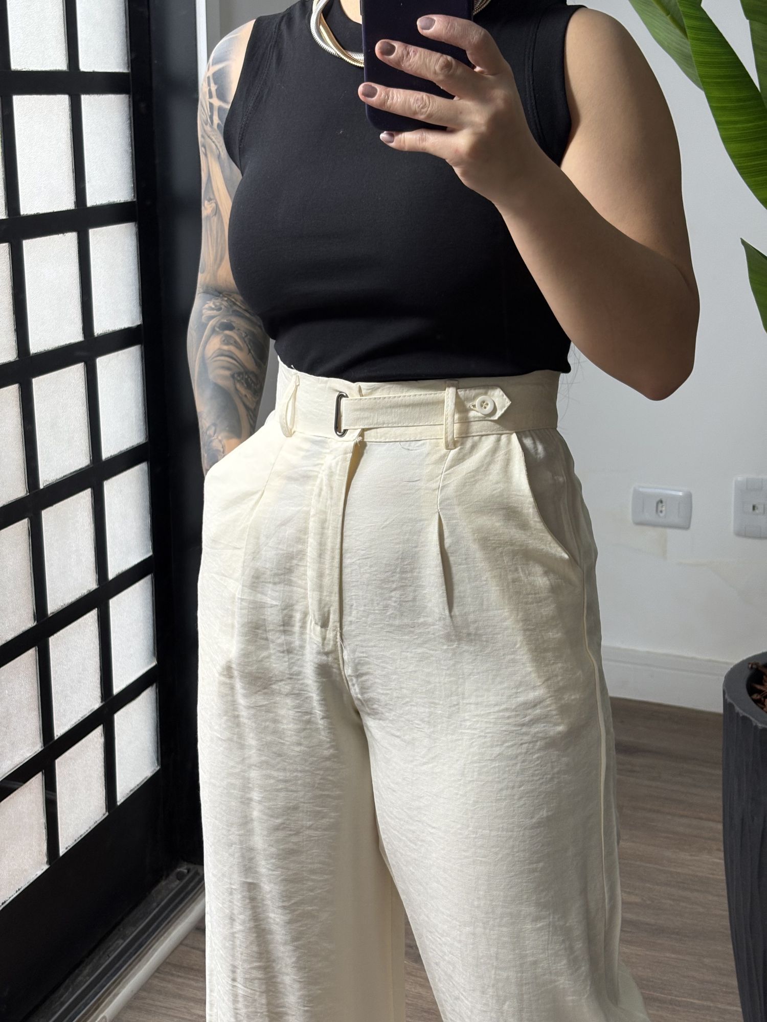 Calça Pantalona Rita 20022 - Creme 