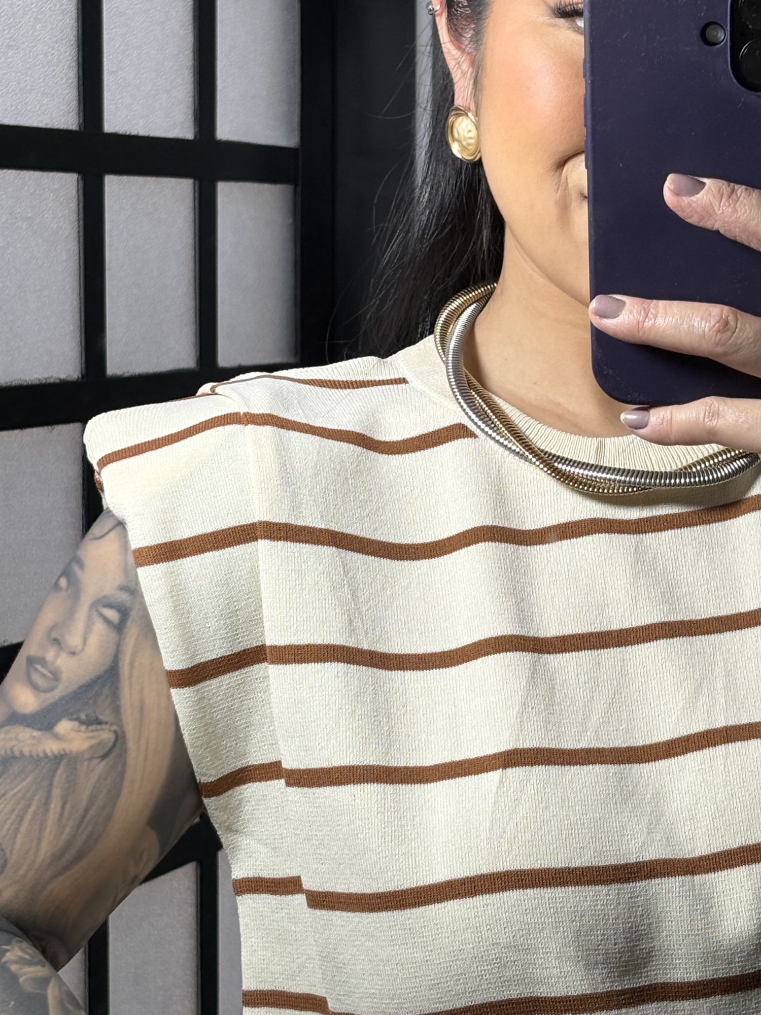 Blusa Muscle Tee Tricô Ana Lucia 2056 - Bege 