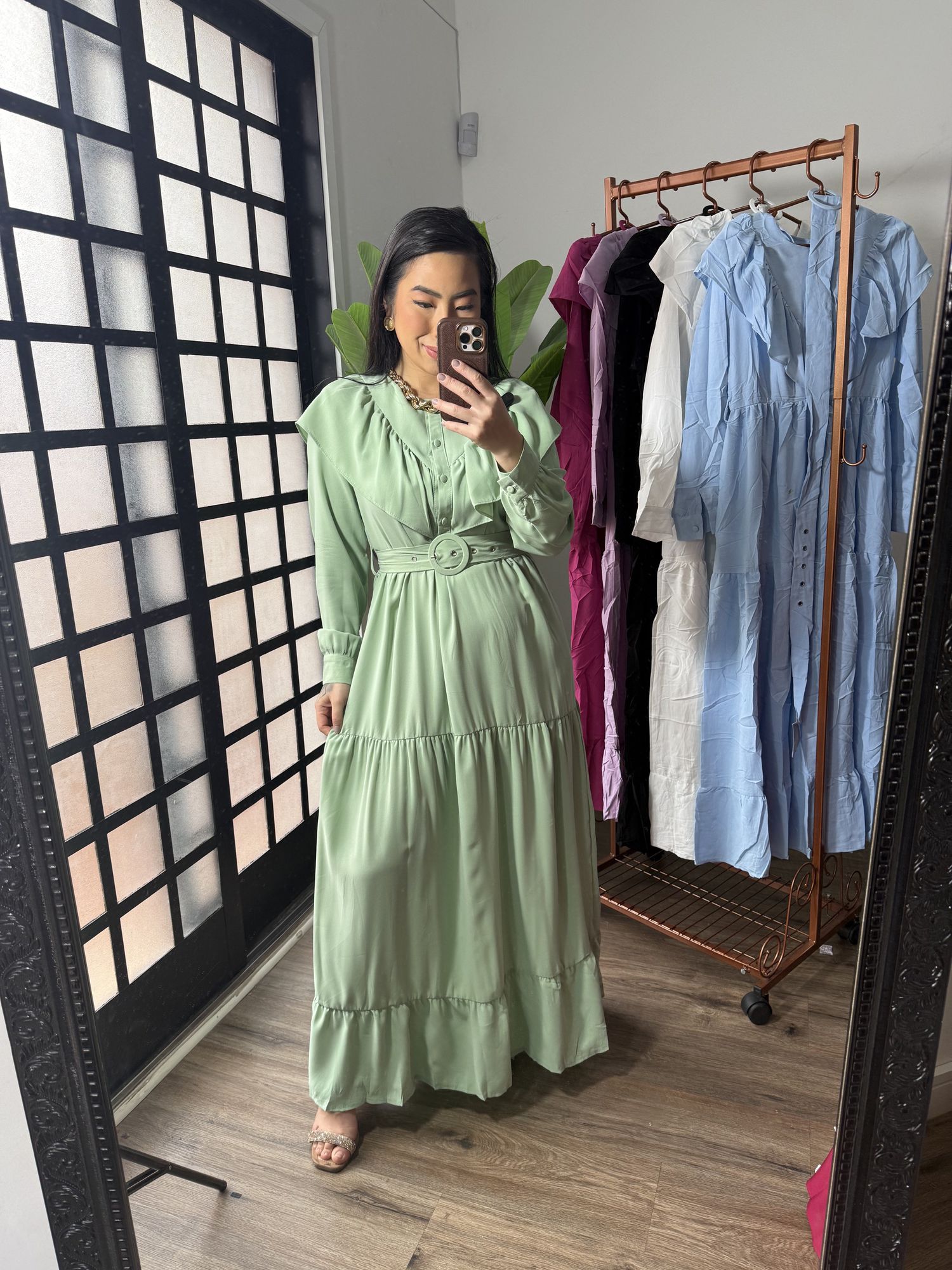 Vestido Babado Juli verde 1546
