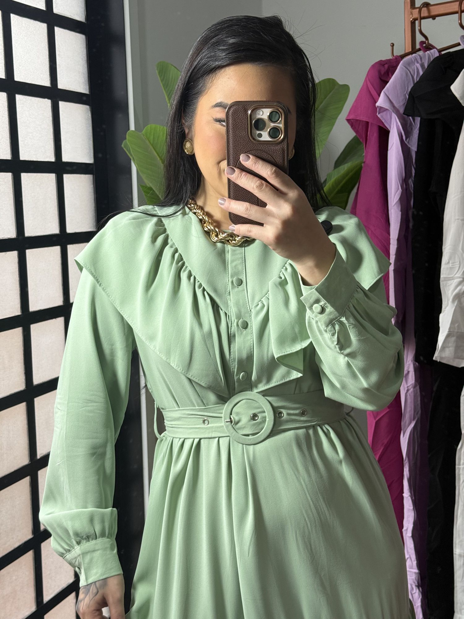 Vestido Babado Juli verde 1546