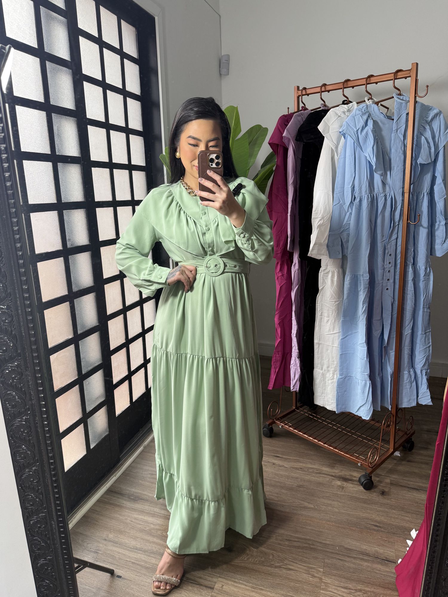 Vestido Babado Juli verde 1546