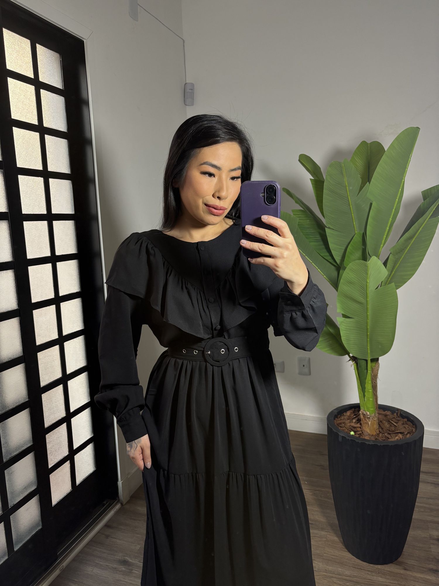 Vestido Babado Juli 1546- Preto
