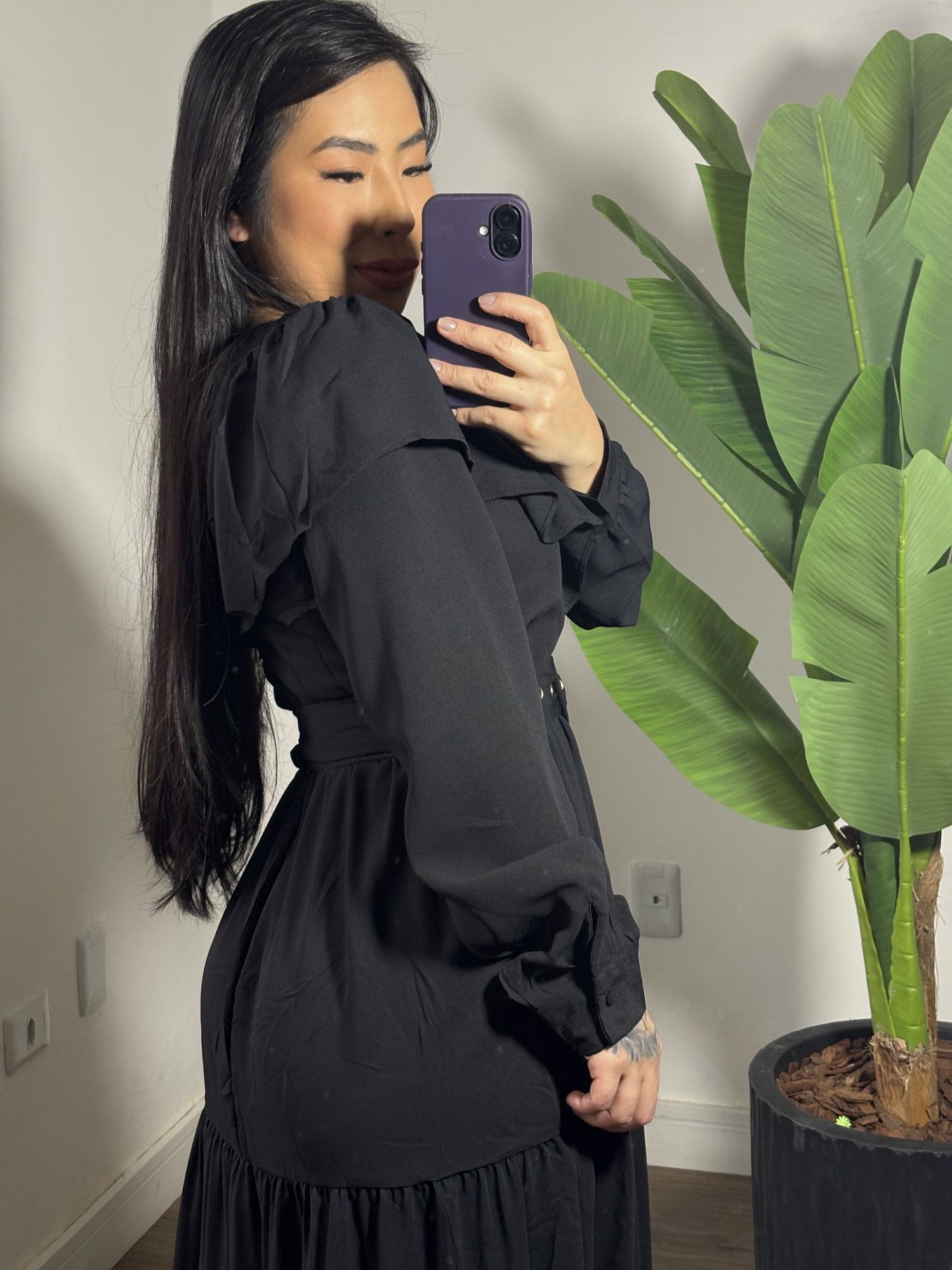 Vestido Babado Juli 1546- Preto