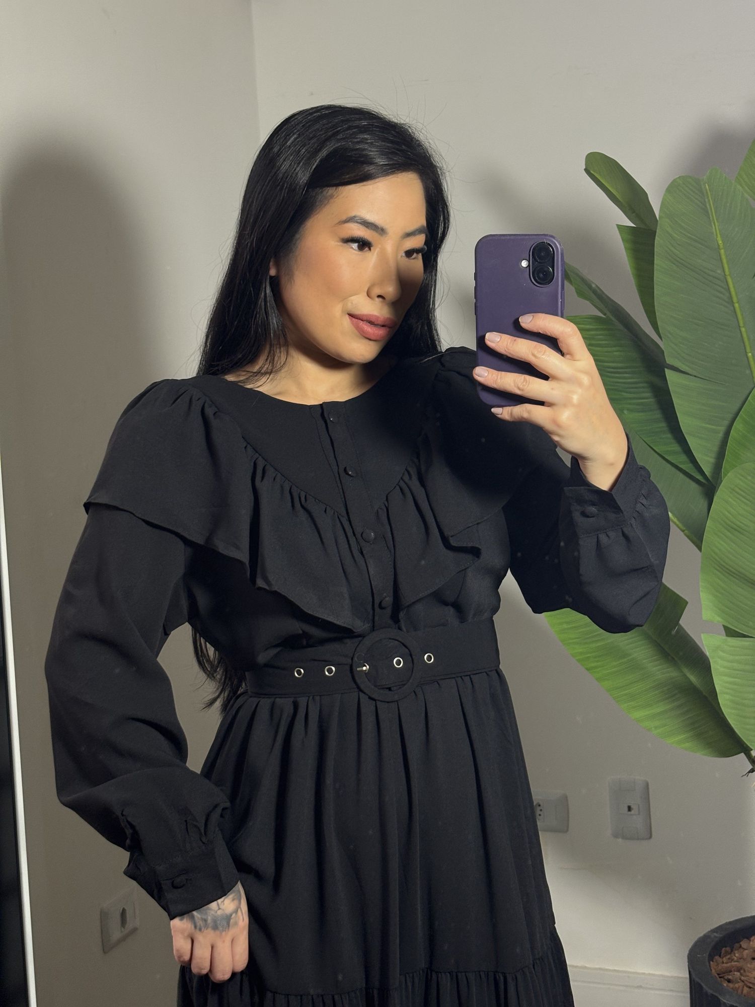 Vestido Babado Juli 1546- Preto