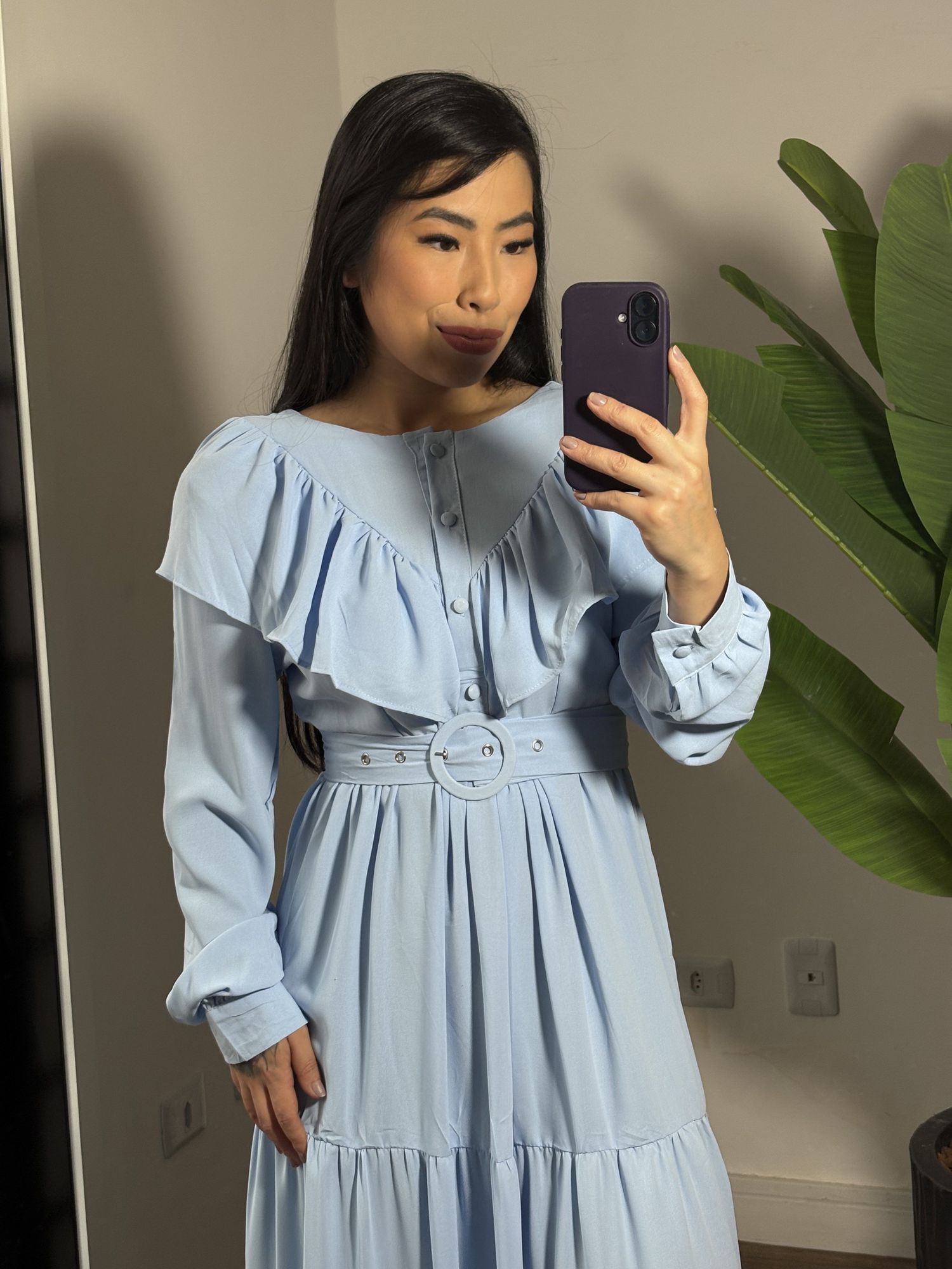 Vestido Babado Juli 1546 - Azul Bebe