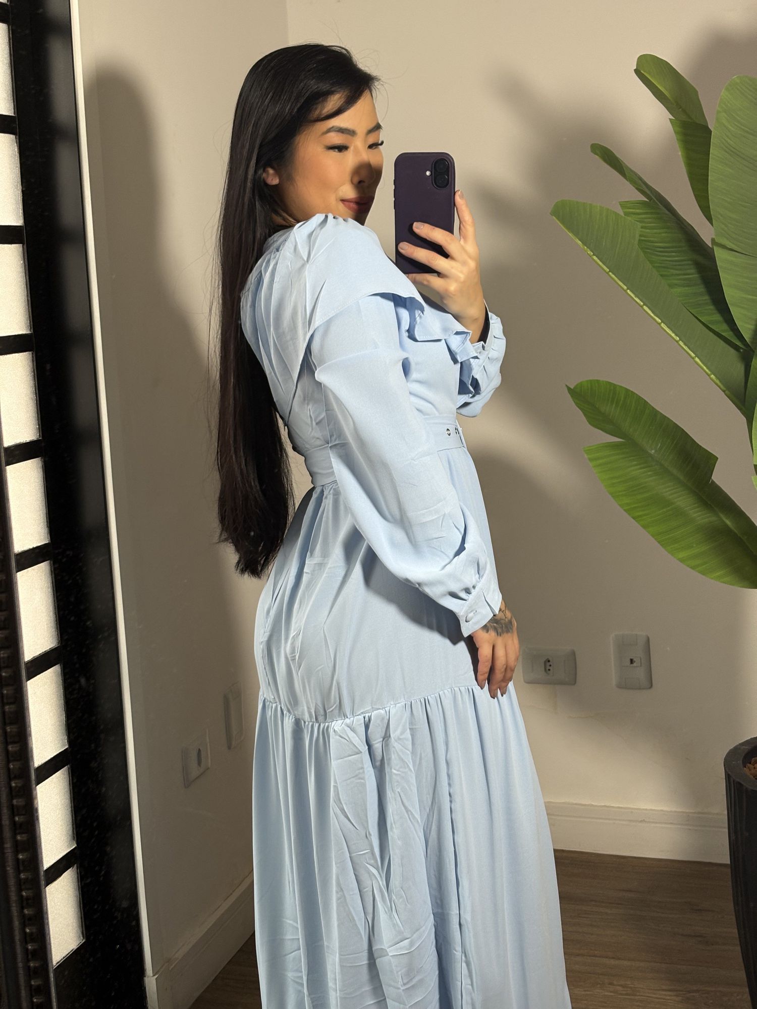 Vestido Babado Juli 1546 - Azul Bebe