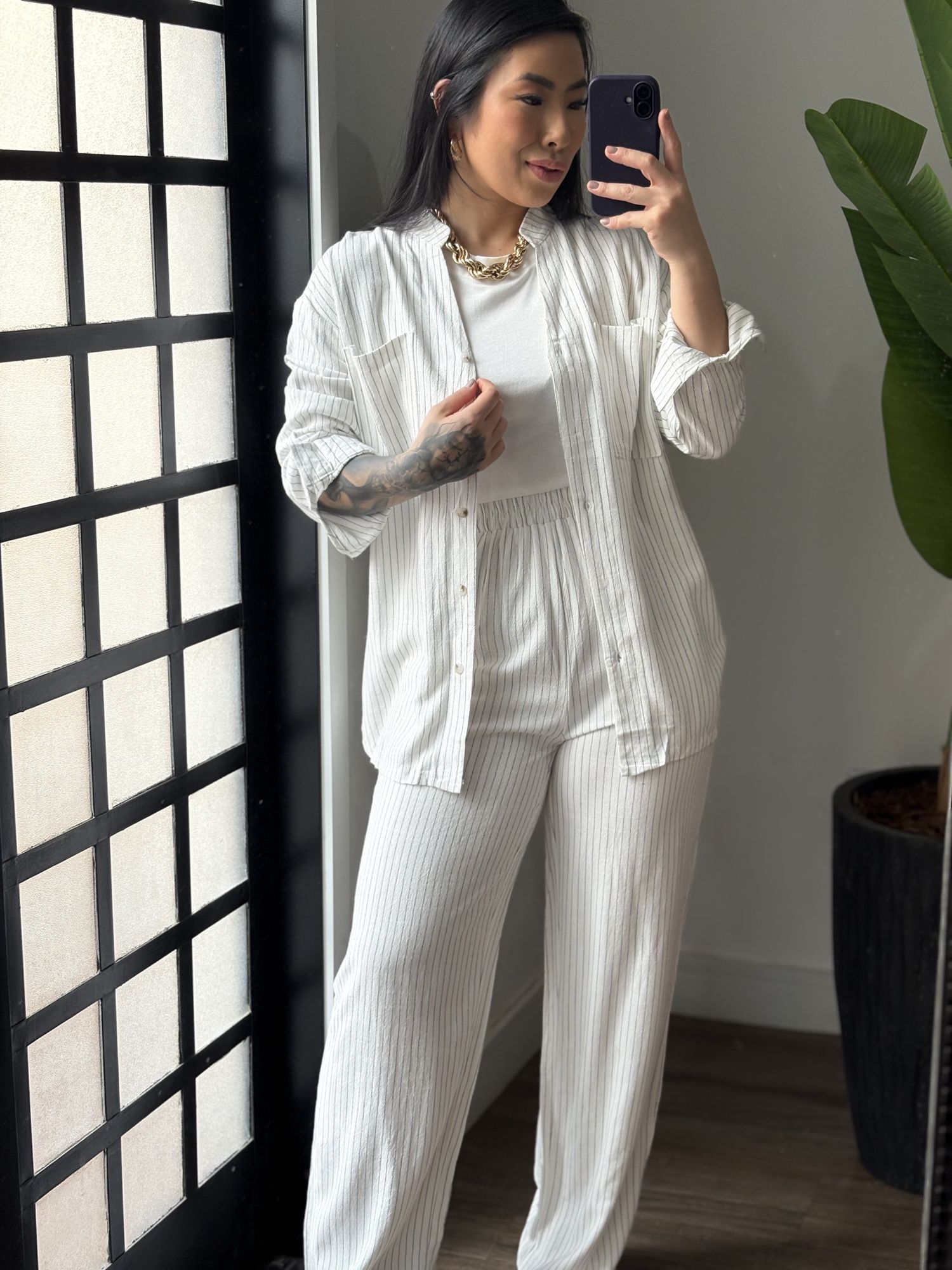 Calça Pantalona Linho Judit 3594 - Branco 