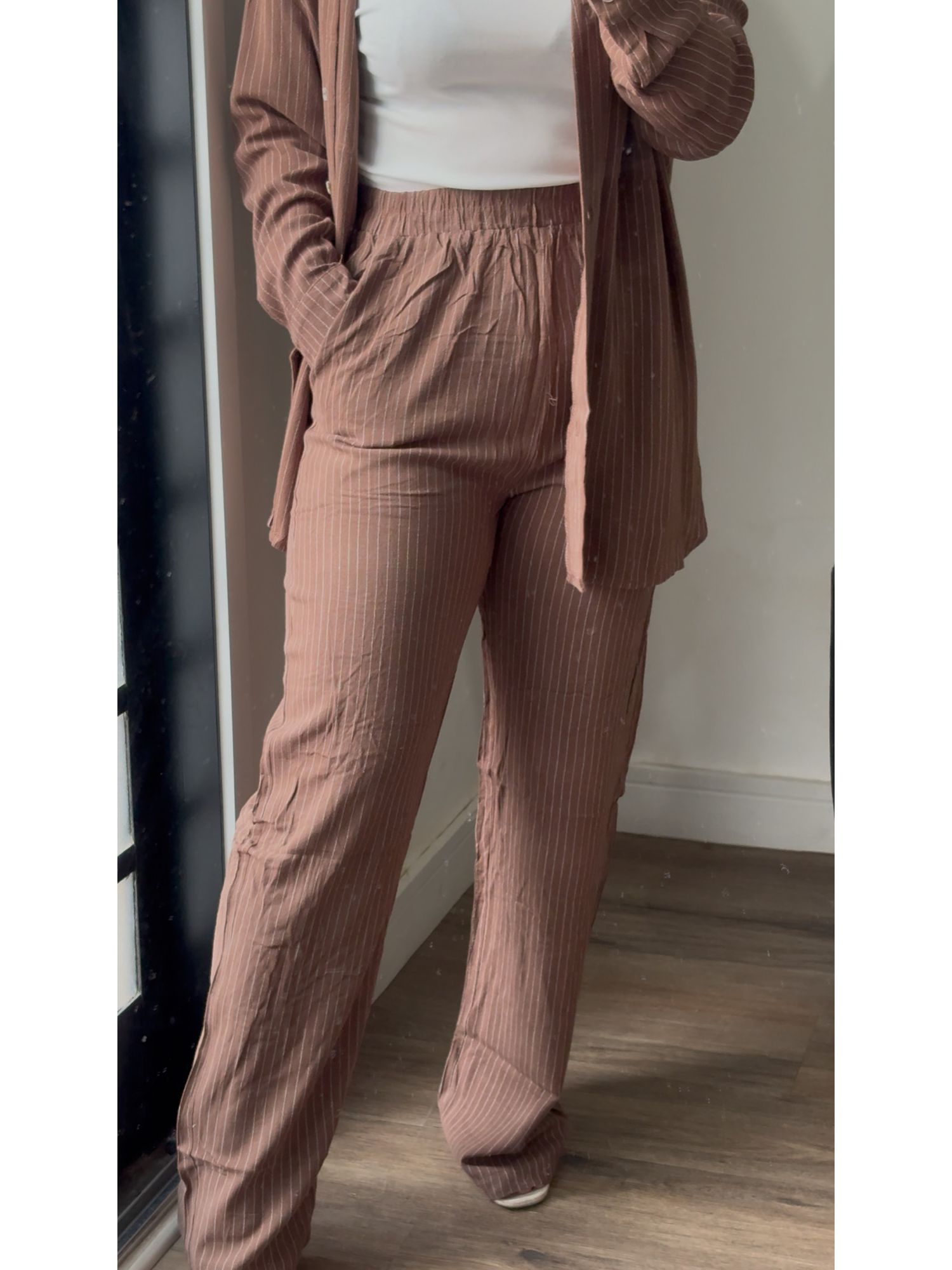 Calça Pantalona Linho Judit 3594 - Marrom 