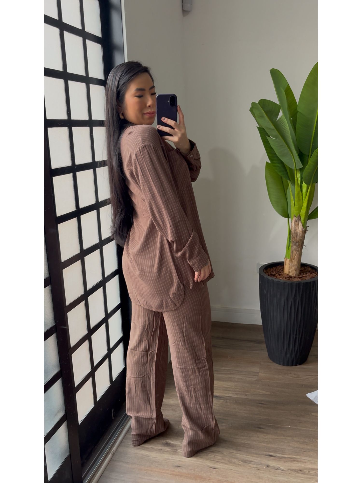 Camisa Linho Joana 3593 - Marrom 