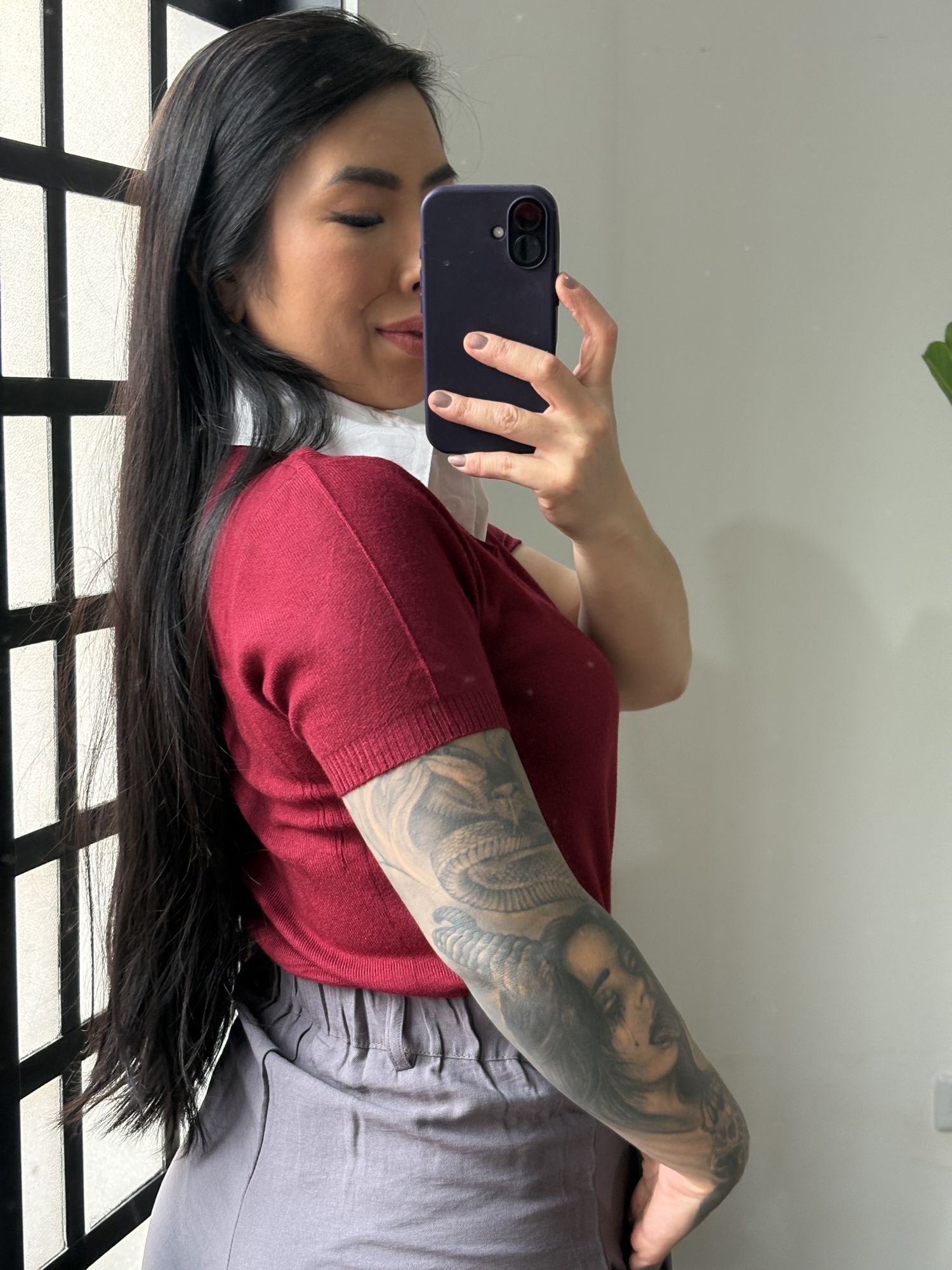 Blusa Tricô Gola W01- Vinho 