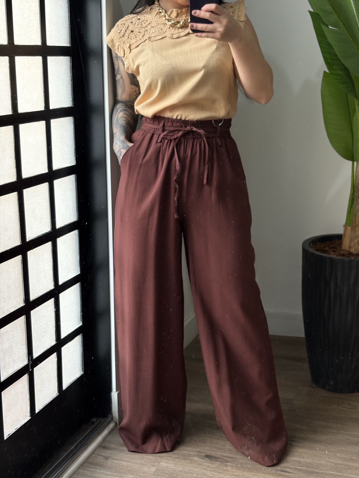 Calça Pantalona Marrant Nina 386 - Marrom 