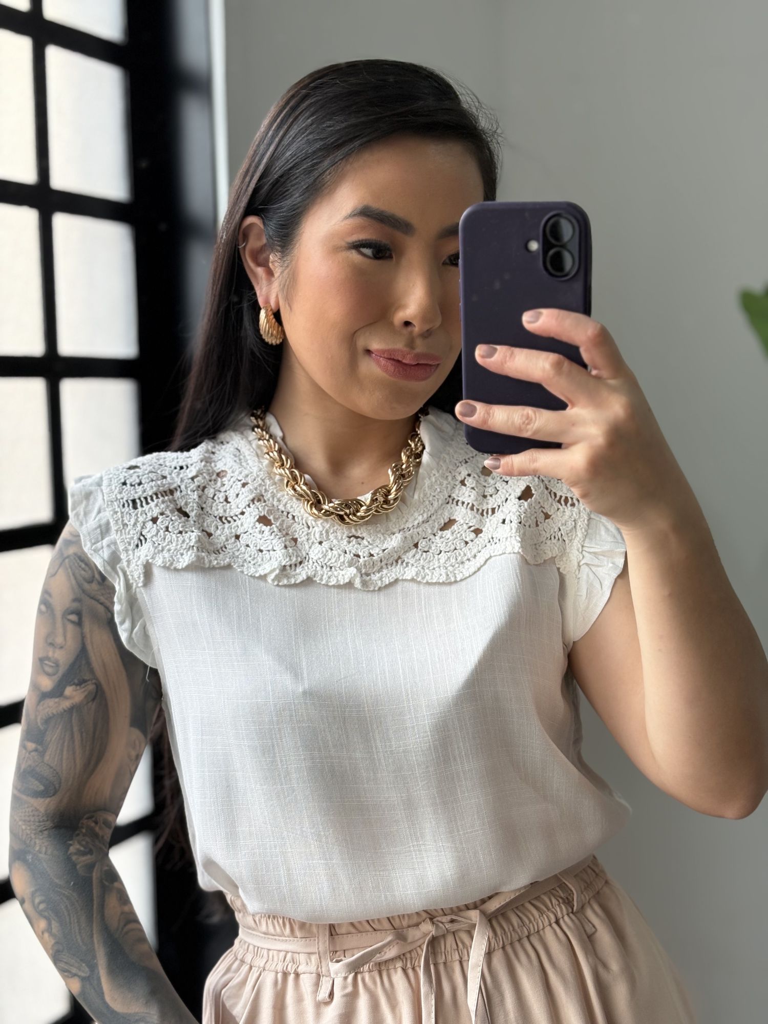 Blusa Linho Delicada 77381 - branco