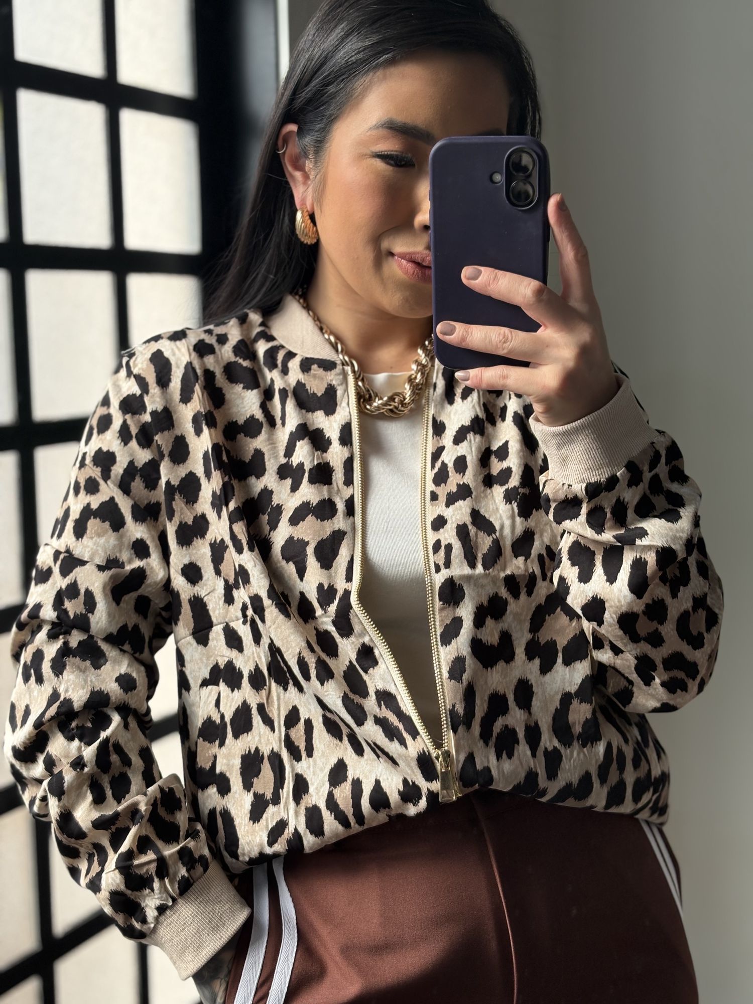 Bomber animal print acetinada Ana Clara 3234- Bege