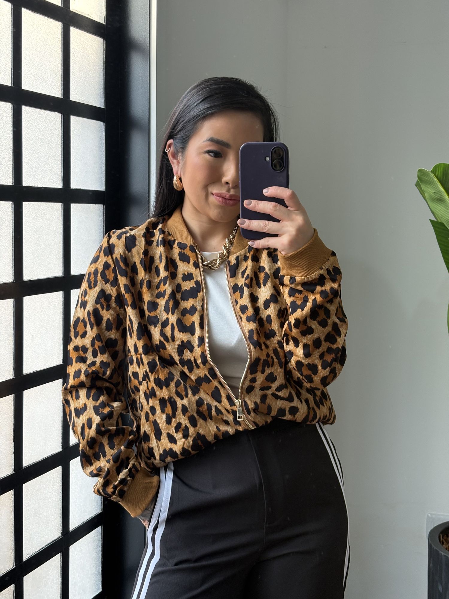 Bomber animal print acetinada Ana Clara 3234-Marrom