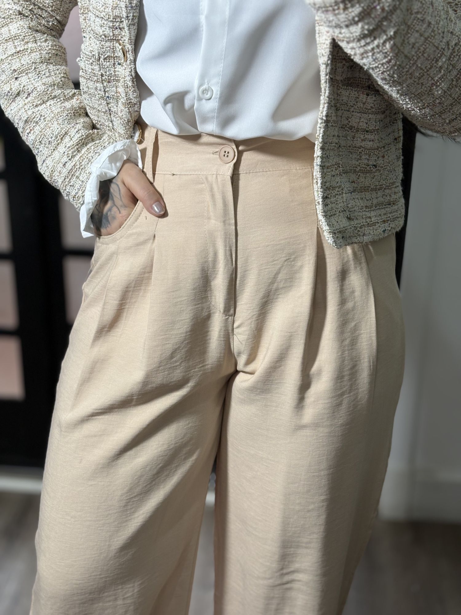 Calça Pantalona Roberta 12152 - Creme 