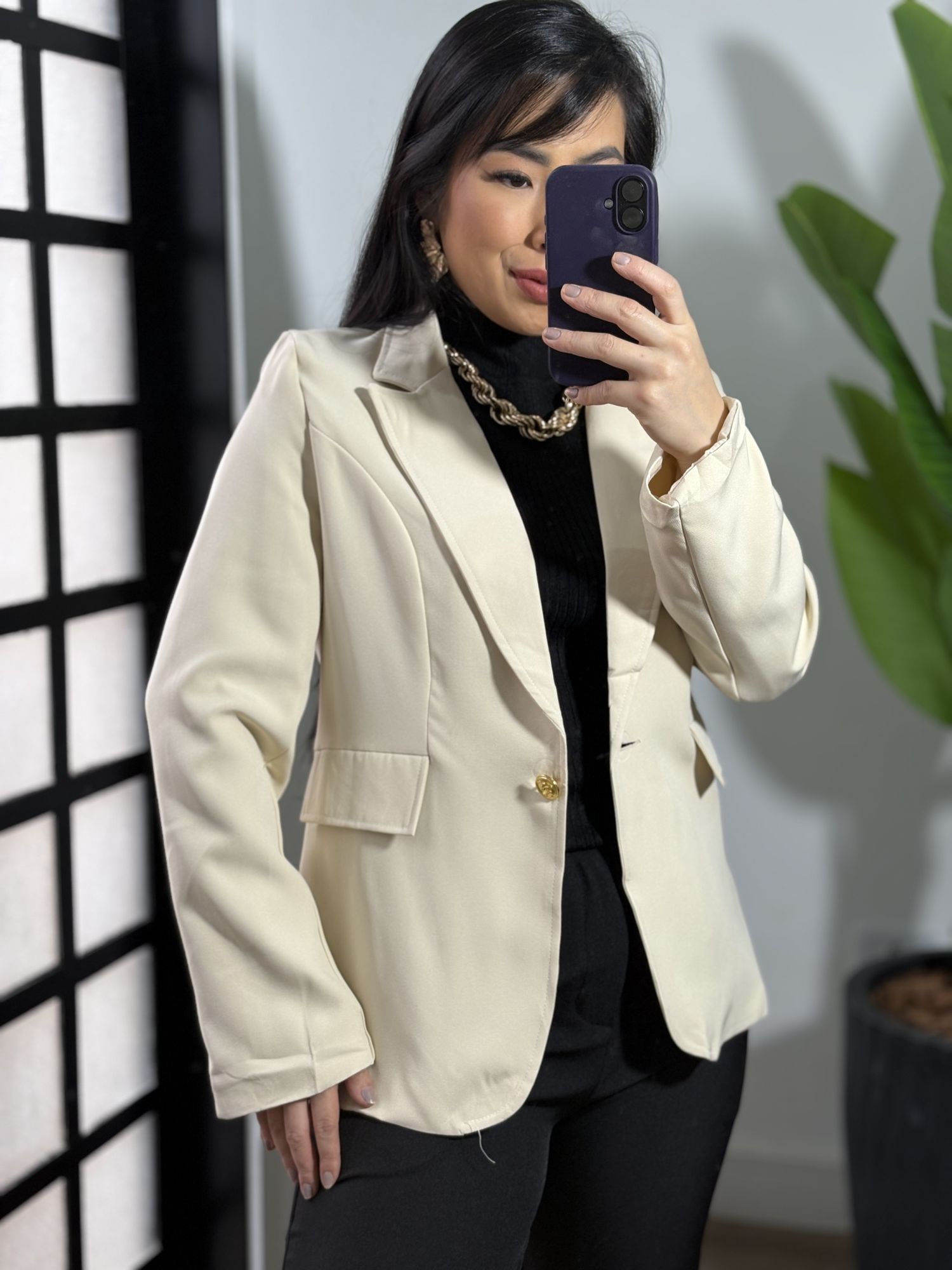 Blazer Alongado Angel 813 - Bege 
