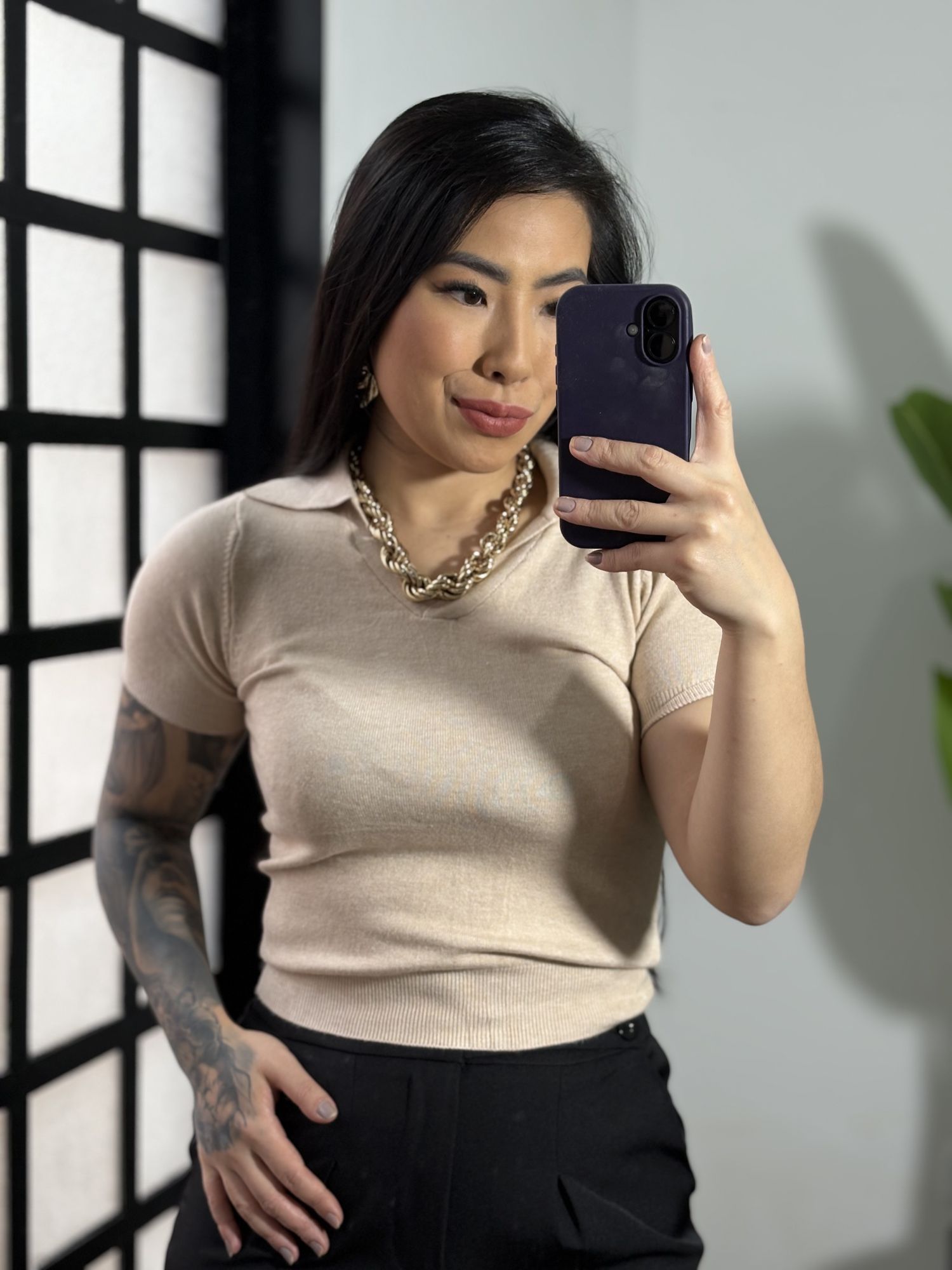 Blusa Tricô Eli 8032 - Bege 
