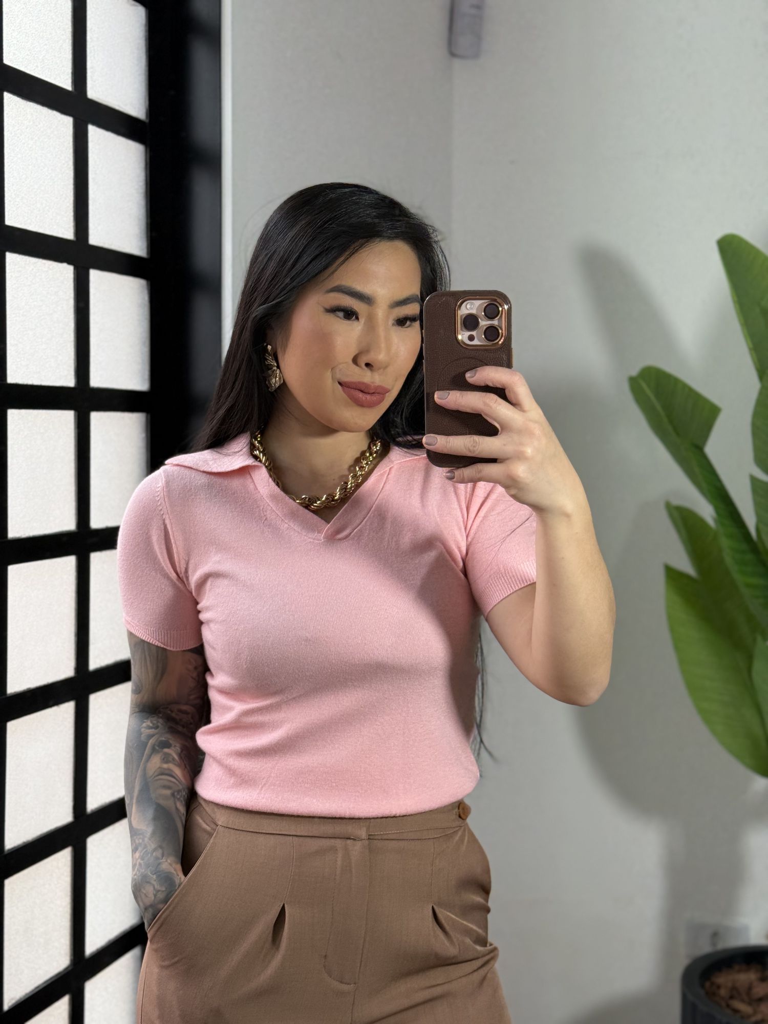 Blusa Tricô Eli 8032 - Rosa Claro