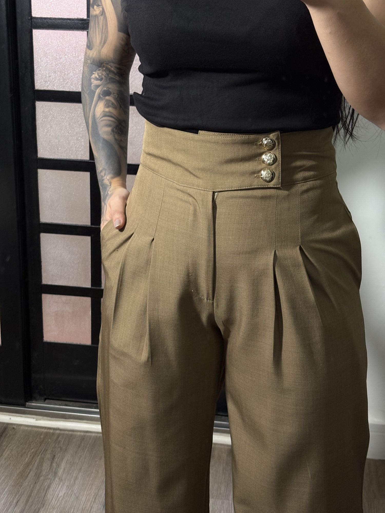 Calça Pantalona Fati 1342 - Bege Escuro 