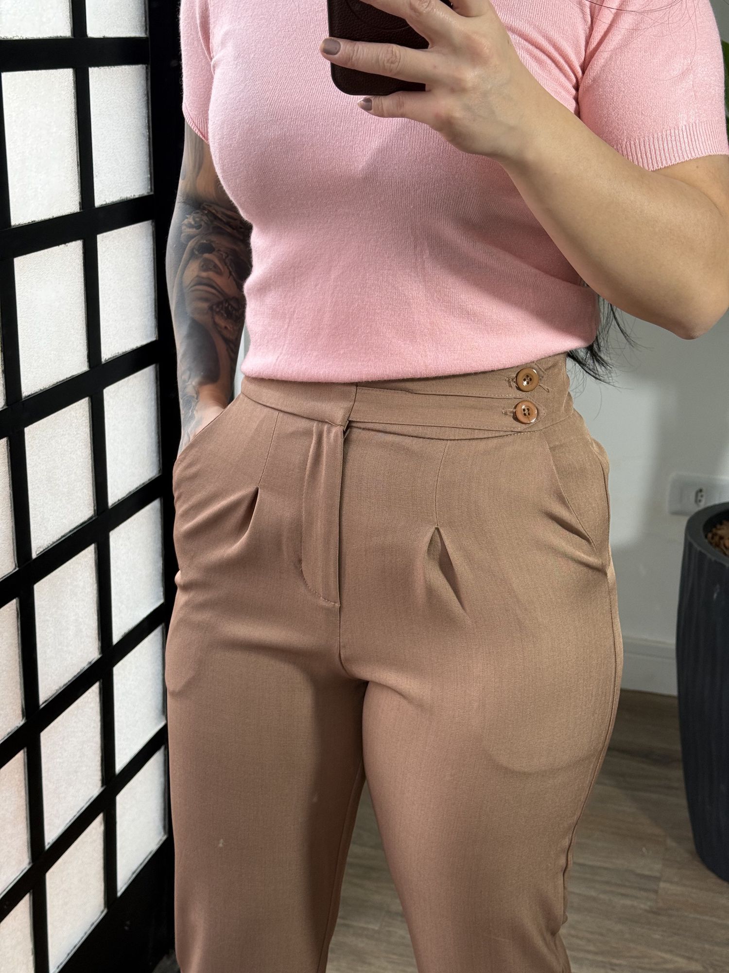 Calça Alfaiataria Cloe 1661 - Marrom Claro 