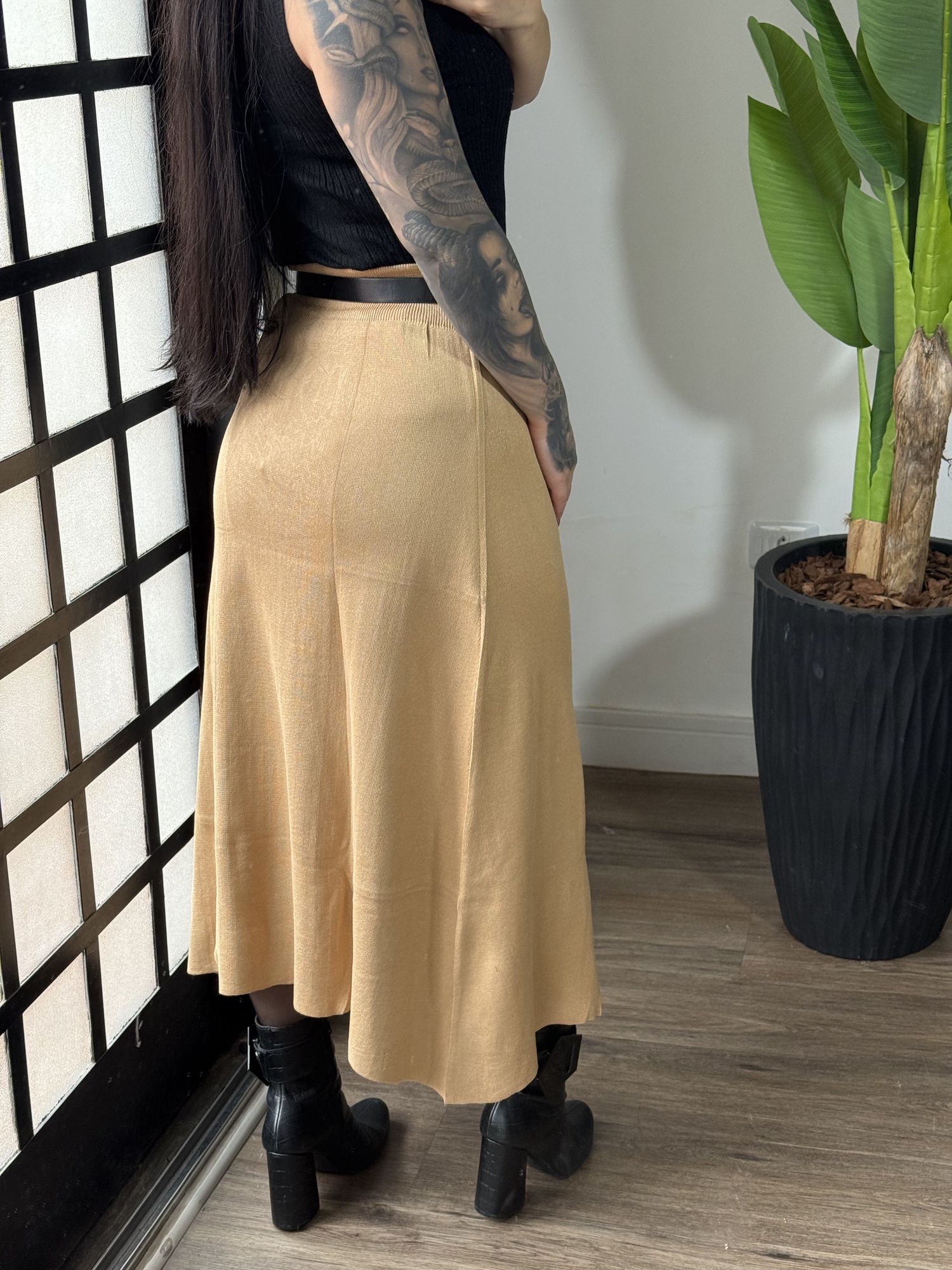 Saia Midi Tricô Carol 5105 - Bege 