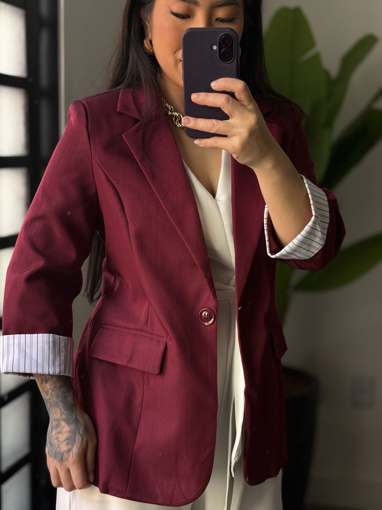 Blazer Manga 3/4 Olivia 016 -Vinho 