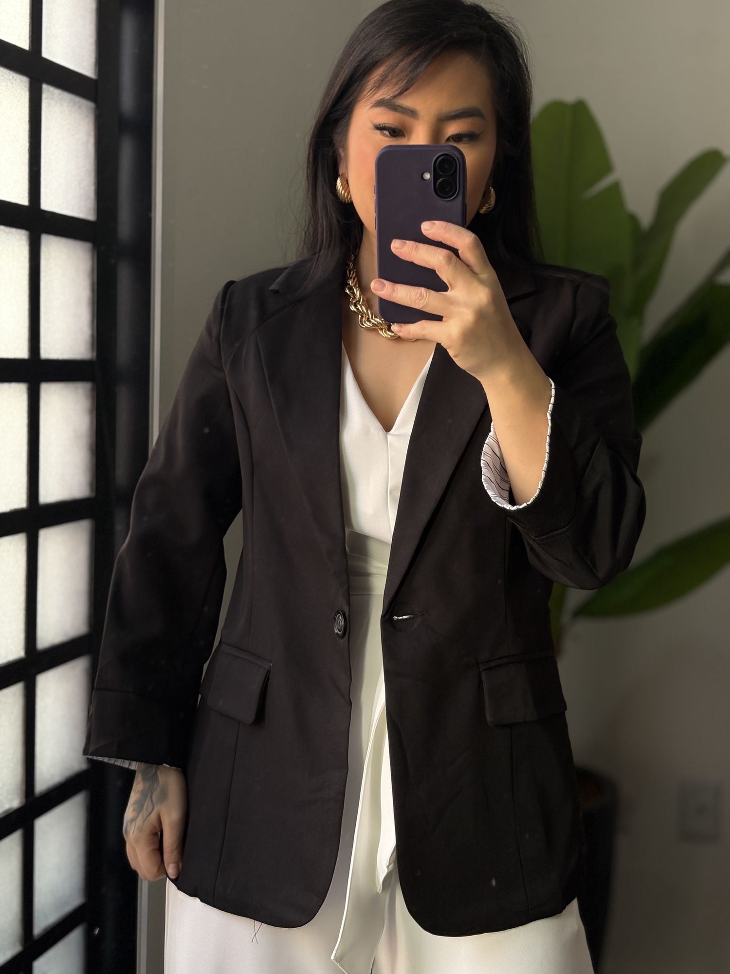 Blazer Manga 3/4 Olivia 016 -Preto 