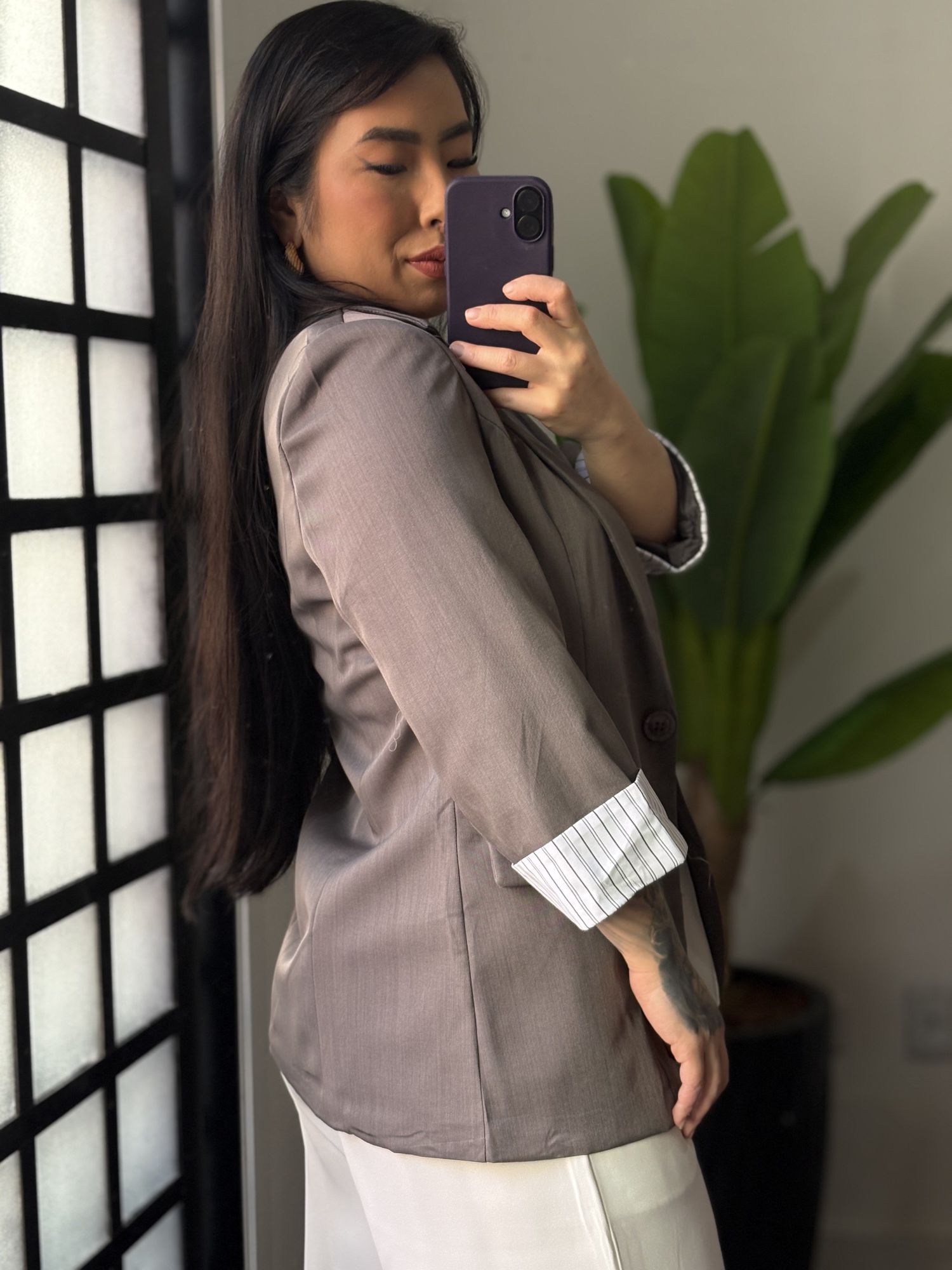 Blazer Manga 3/4 Olivia 016 - Cinza 