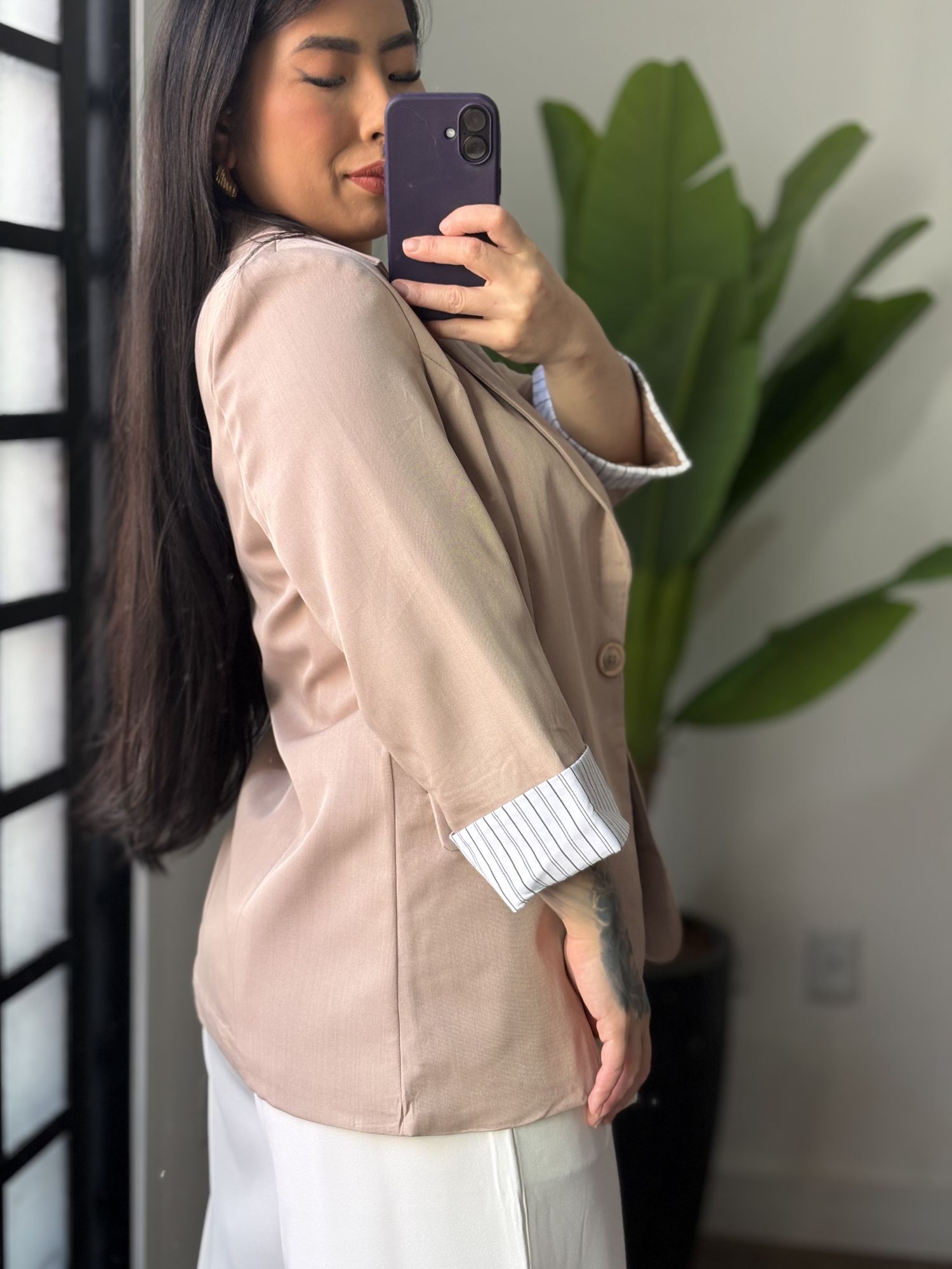 Blazer Manga 3/4 Olivia 016 - Bege 