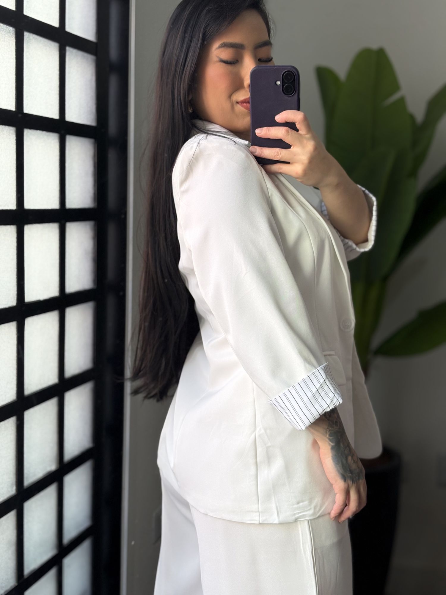 Blazer Manga 3/4 Olivia 016 - Branco 