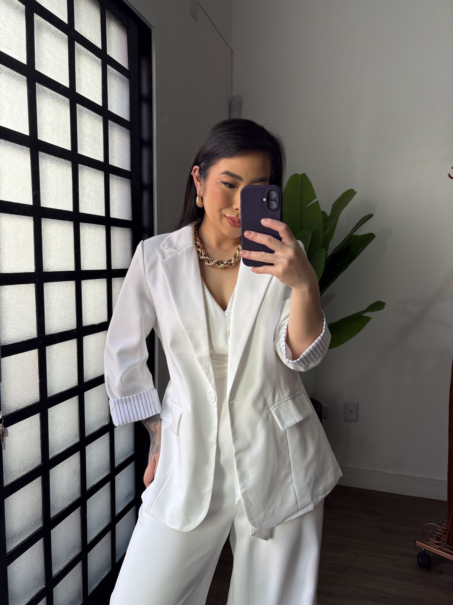 Blazer Manga 3/4 Olivia 016 - Branco 