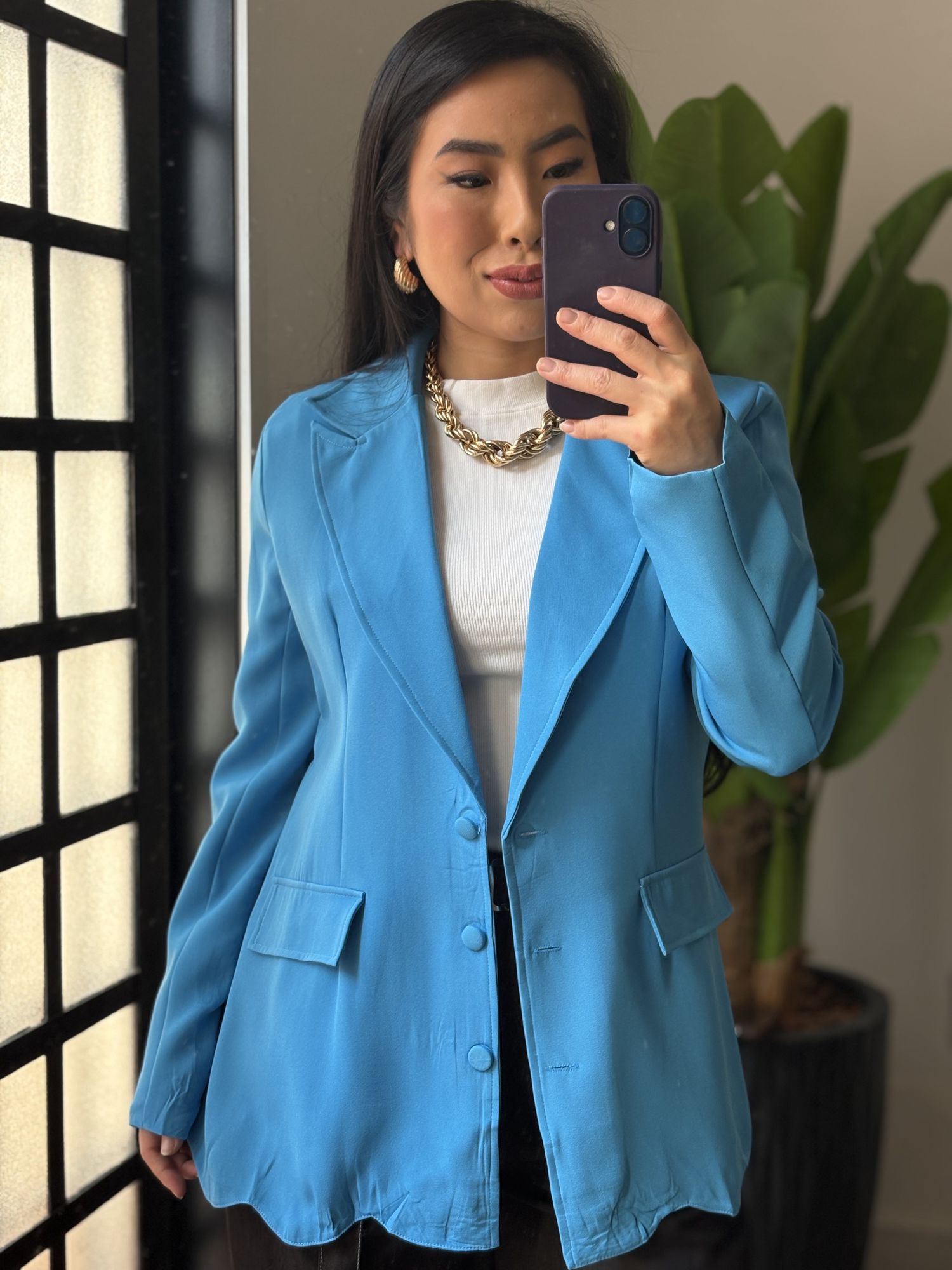 Blazer Alongado Aline 812 - Azul 