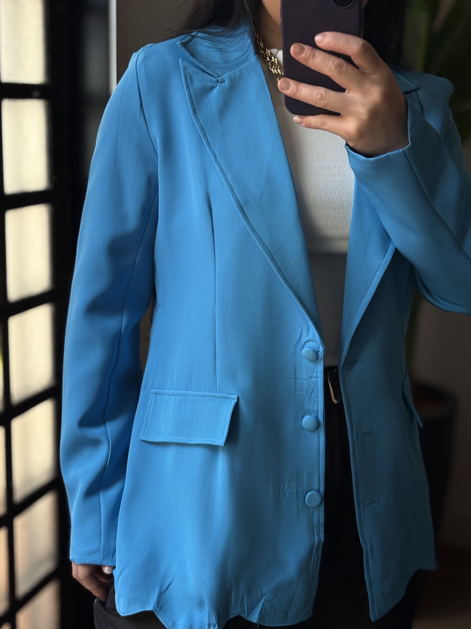 Blazer Alongado Aline 812 - Azul 