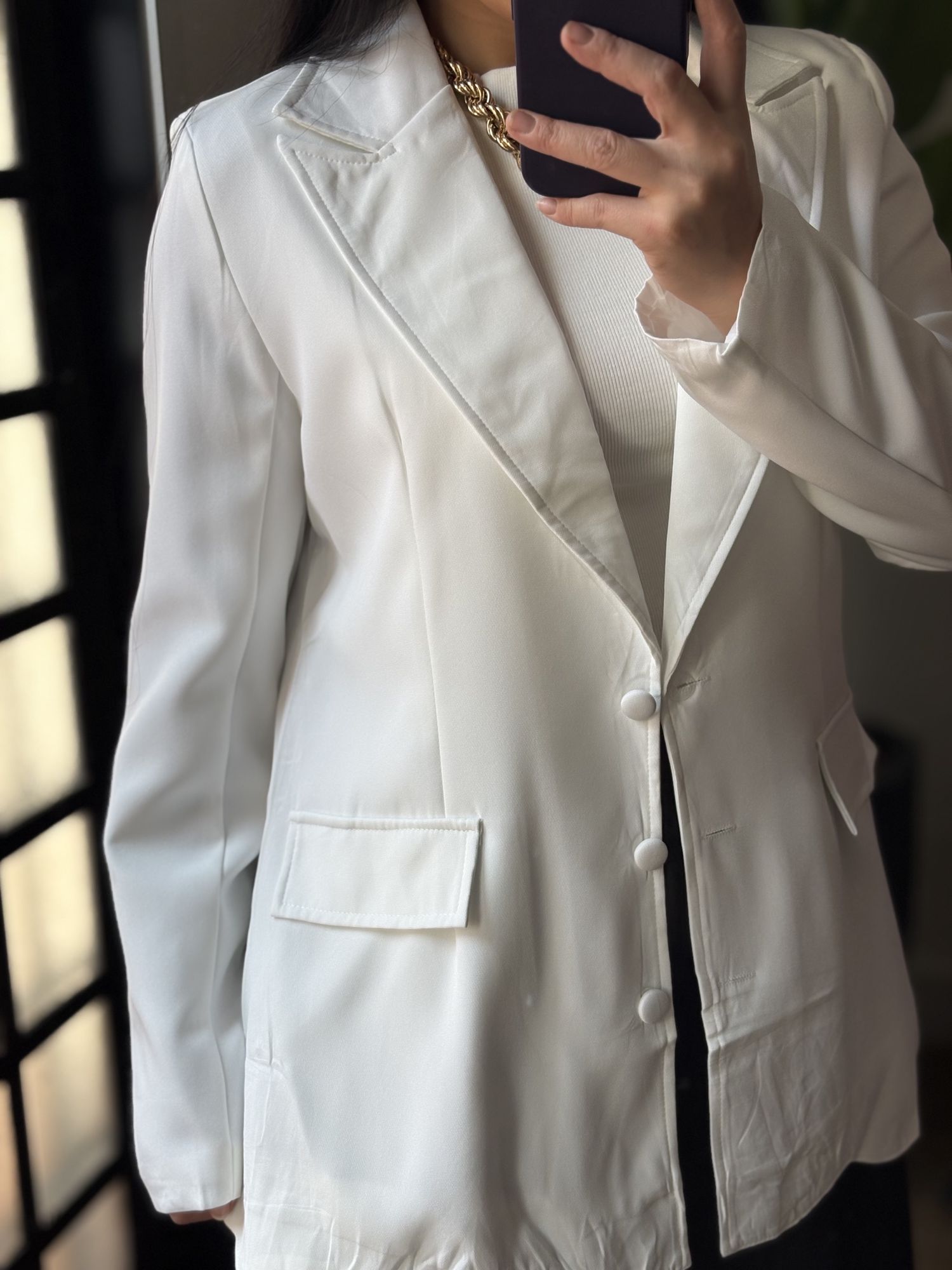 Blazer Alongado Aline 812 - Branco 