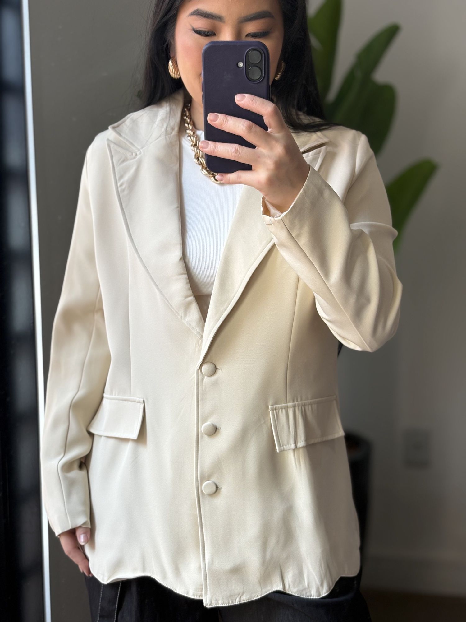 Blazer Alongado Aline 812 - Bege 